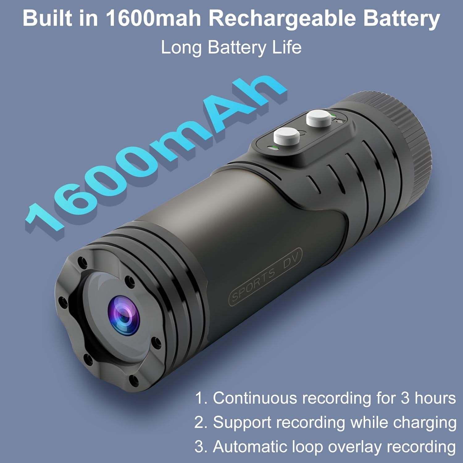 Motorcycle Dash Cam Wifi,Motorcycle Action Camera Waterproof Ip66 with Anti-Shake,120&deg;Wide-Angle Lens,1600 Mah Battery,Charge and Record Simultaneously,Bracket,Helmet Mount for Climbing,Skiing,Hiking image number 5