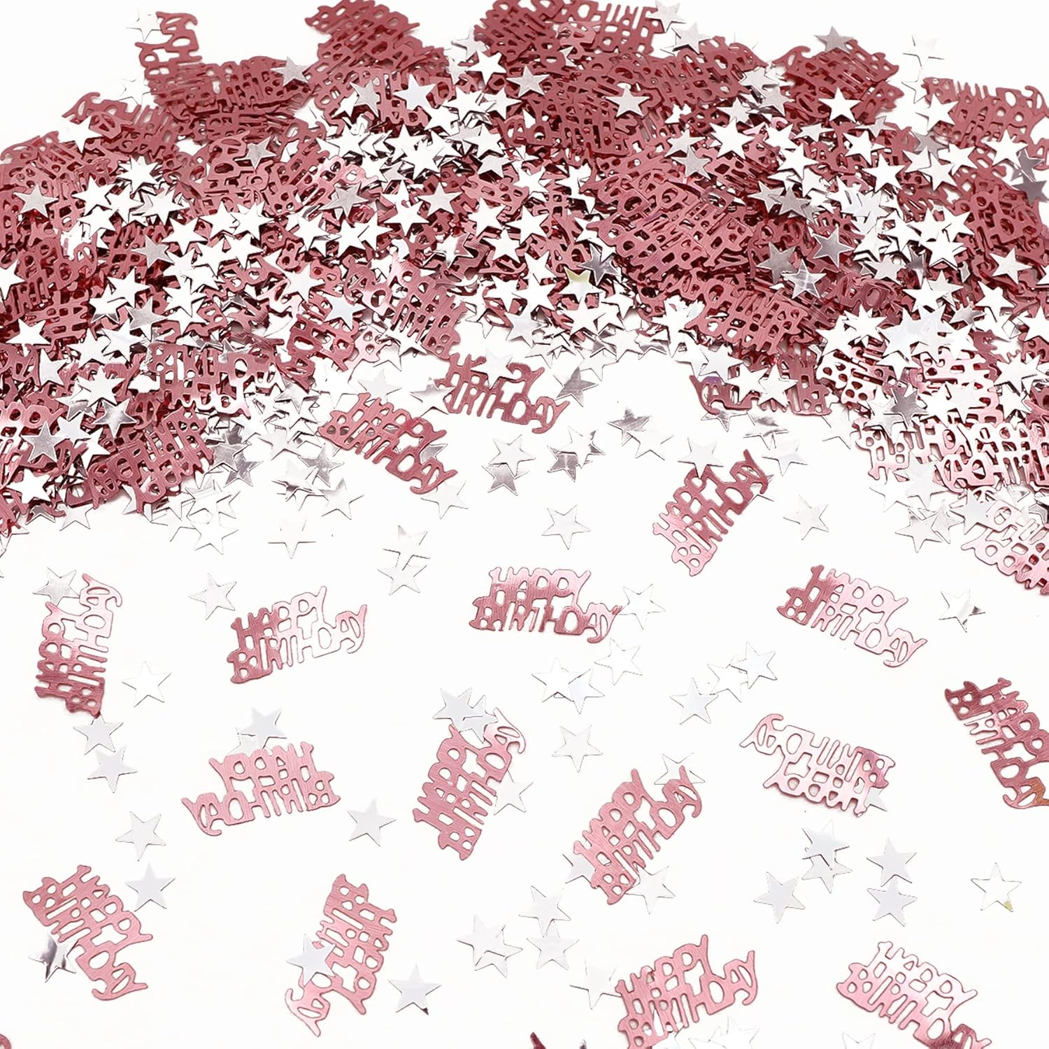 30G Happy Birthday Confetti, Rose Gold Birthday Confetti Party Decorations Table Decor Cards Sprinkles, Silver Star Confetti for Girls Woman Kids Birthday Party Table Decoration image number 5