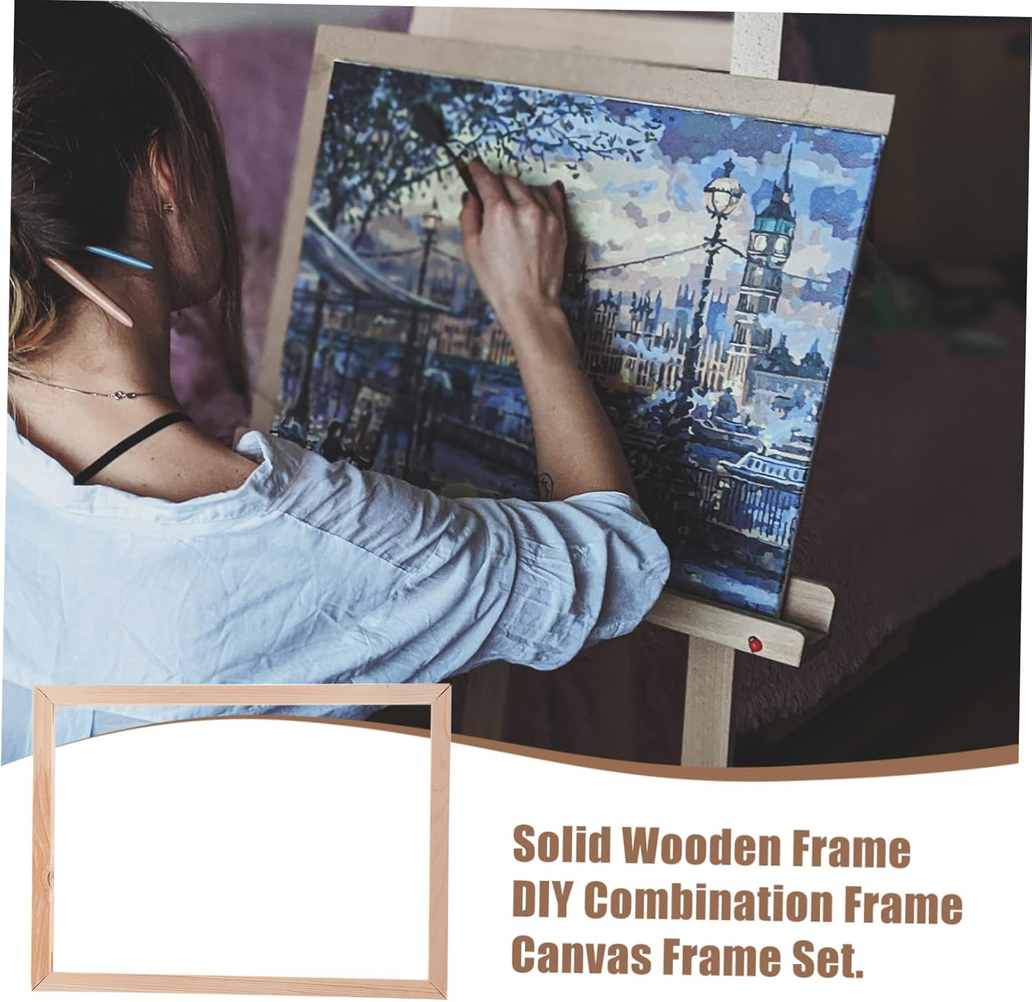 NUOBESTY Solid Wood Picture Frame Frame Oil Painting DIY Canvas Stretcher Hall Decor Wall Painting image number 4