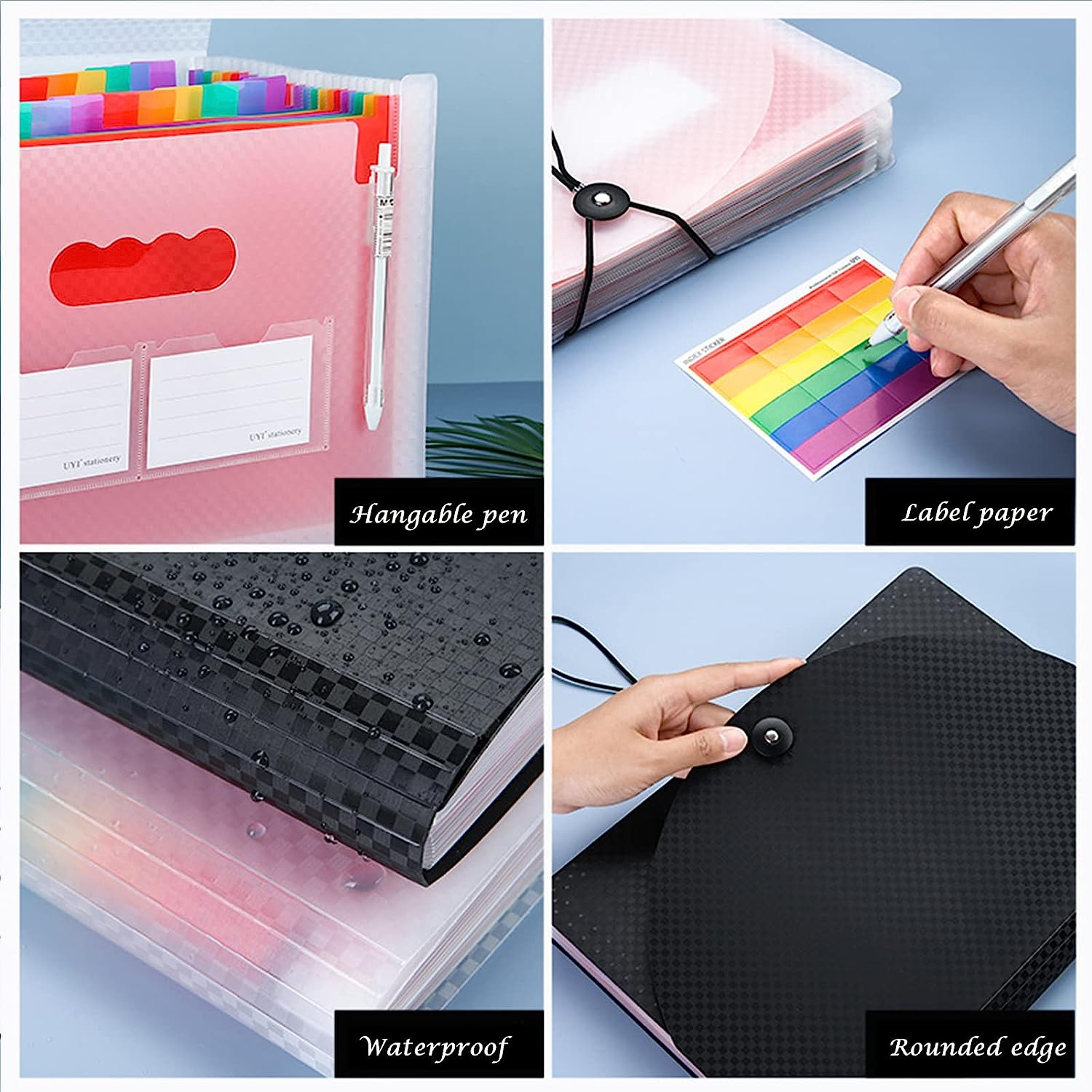 25 Pockets Folders,Accordion File Organizer, A4 Letter Size Paper File Organizer,Expanding File Folder with Labels,Document Organizer for Classroom, Home, Office and Travel