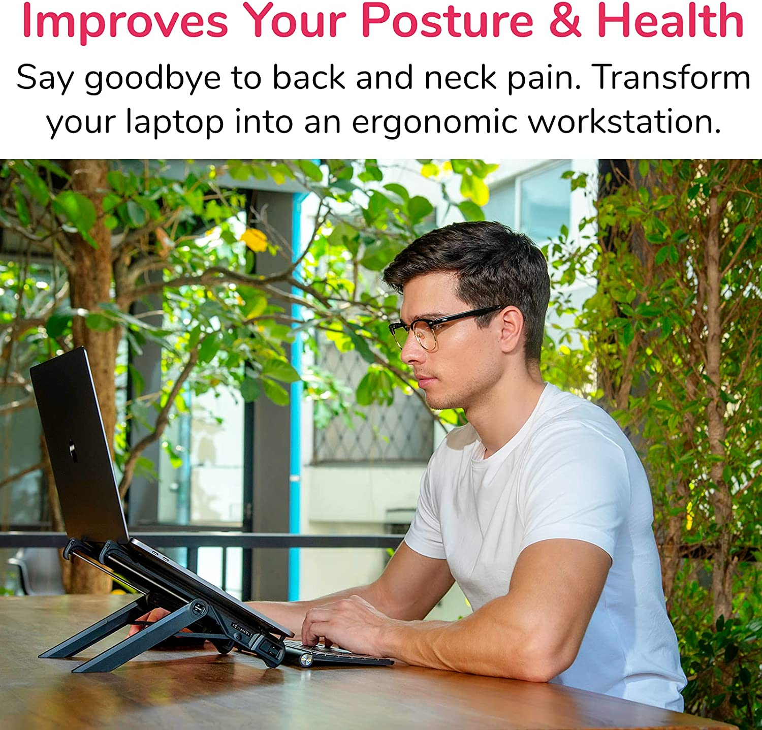 NEXSTAND K7 Lite // New Portable Laptop Stand // Foldable Desktop Notebook Holder Mount- Eye-Level Ergonomic Height Design // Laptop Riser for Notebook, Laptop, Ipad and Tablet image number 5