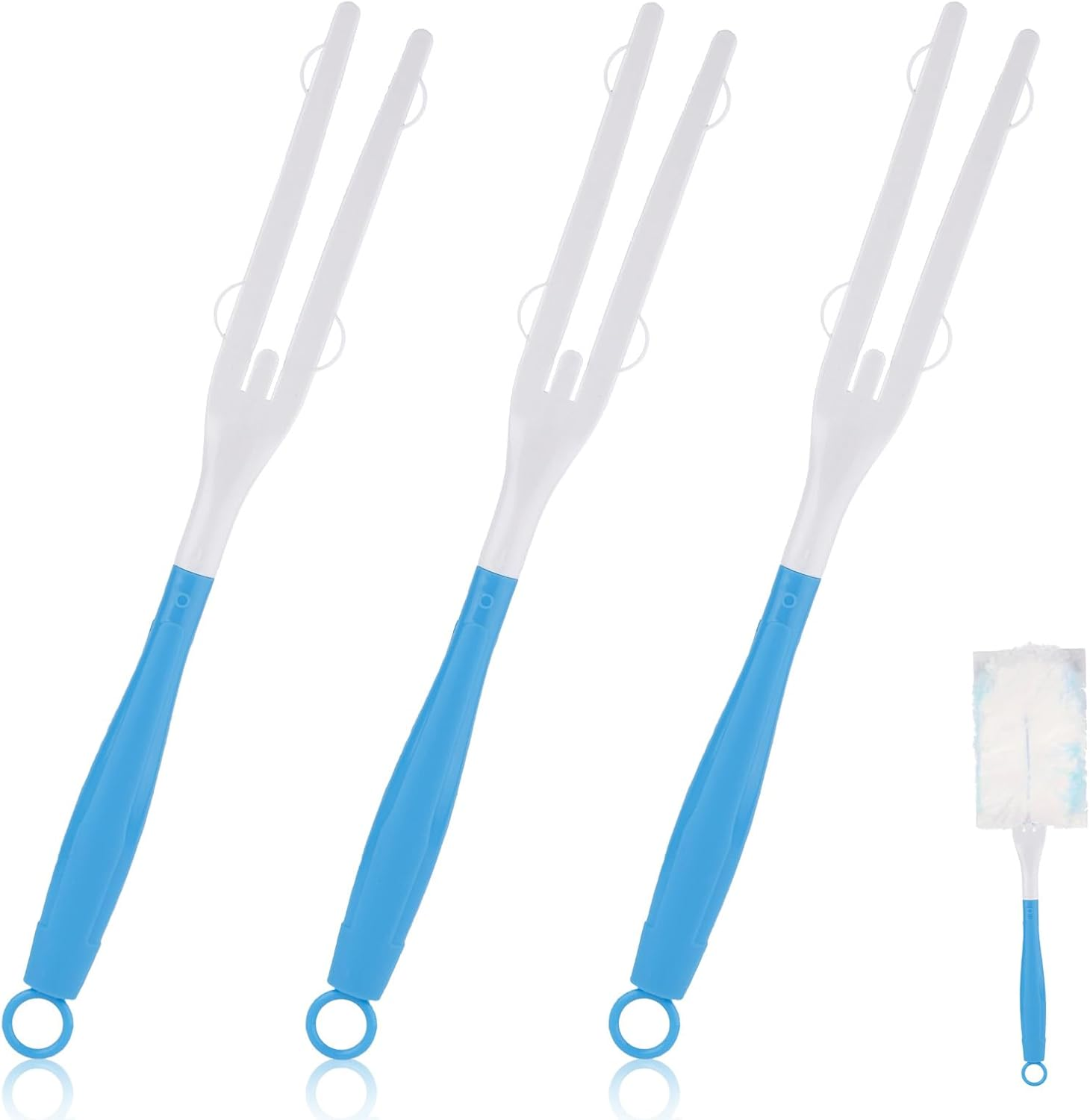 3Pcs Duster Handle, Plastic Replacement Detachable Dust Handle Mop Extended Handle Compatible with Duster Mop Extension Handles (Blue,White) image number 3