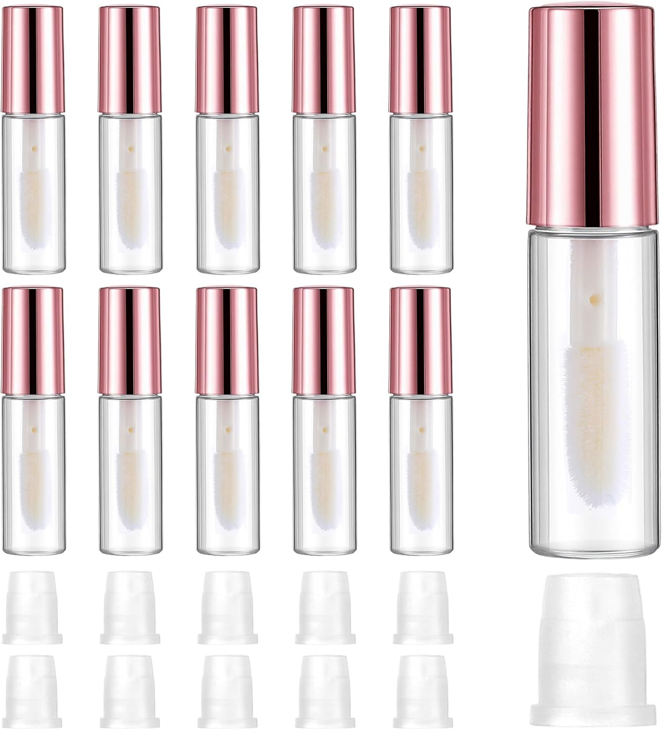 10 Pcs Empty Lip Gloss Tubes, 1.2Ml Mini Refillable Lip Balm Bottles with Rubber Insert and Brush Clear Plastic Lip Balm Gloss Containers for Samples Lips Balms Travel Split and DIY Makeup image number 4