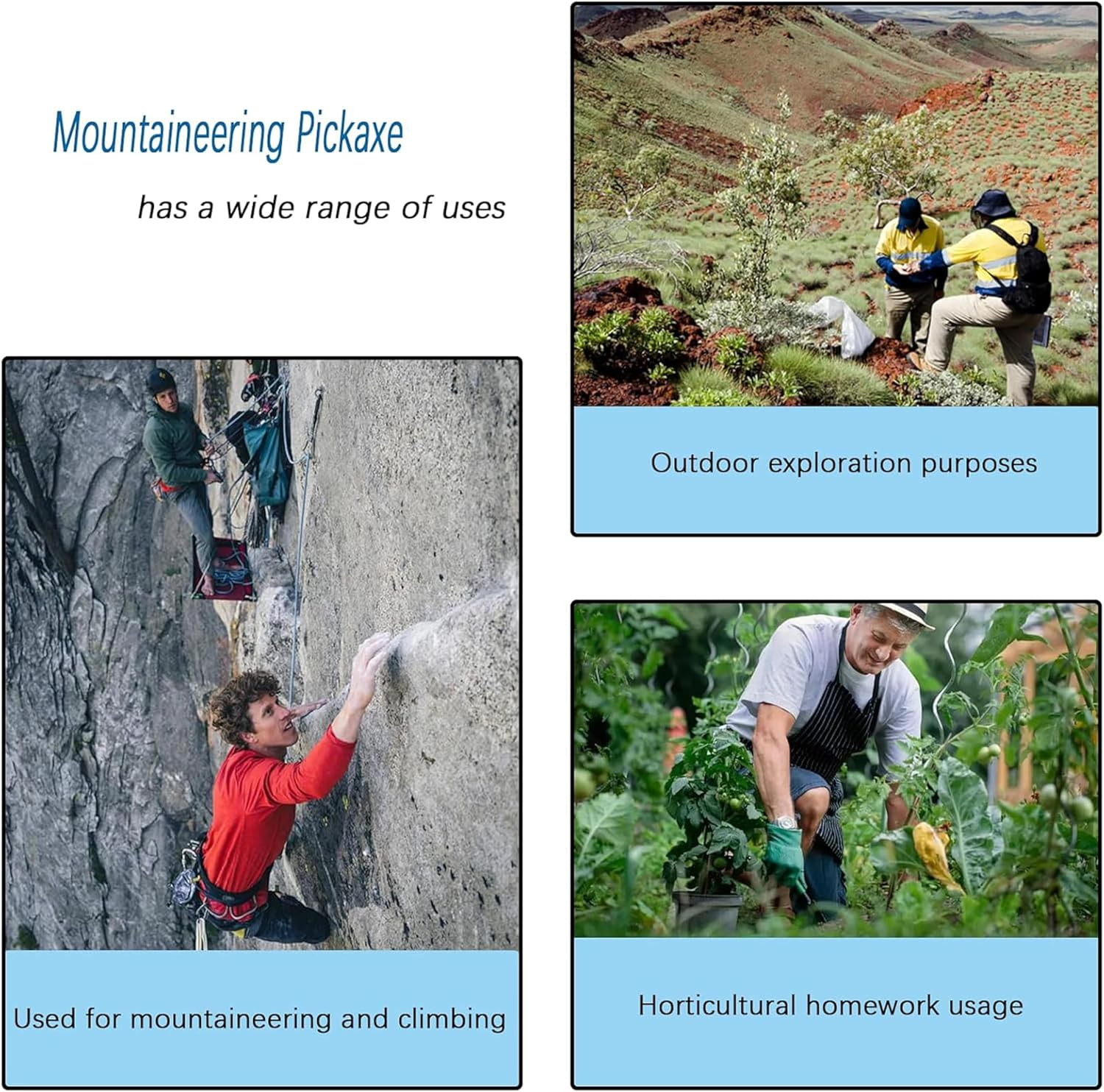 Sturdy One-Piece Cast Iron Garden Hoe Pickaxe - Forged & Heat-Treated for Weeding, Gardening, Camping, Hiking & Outdoors