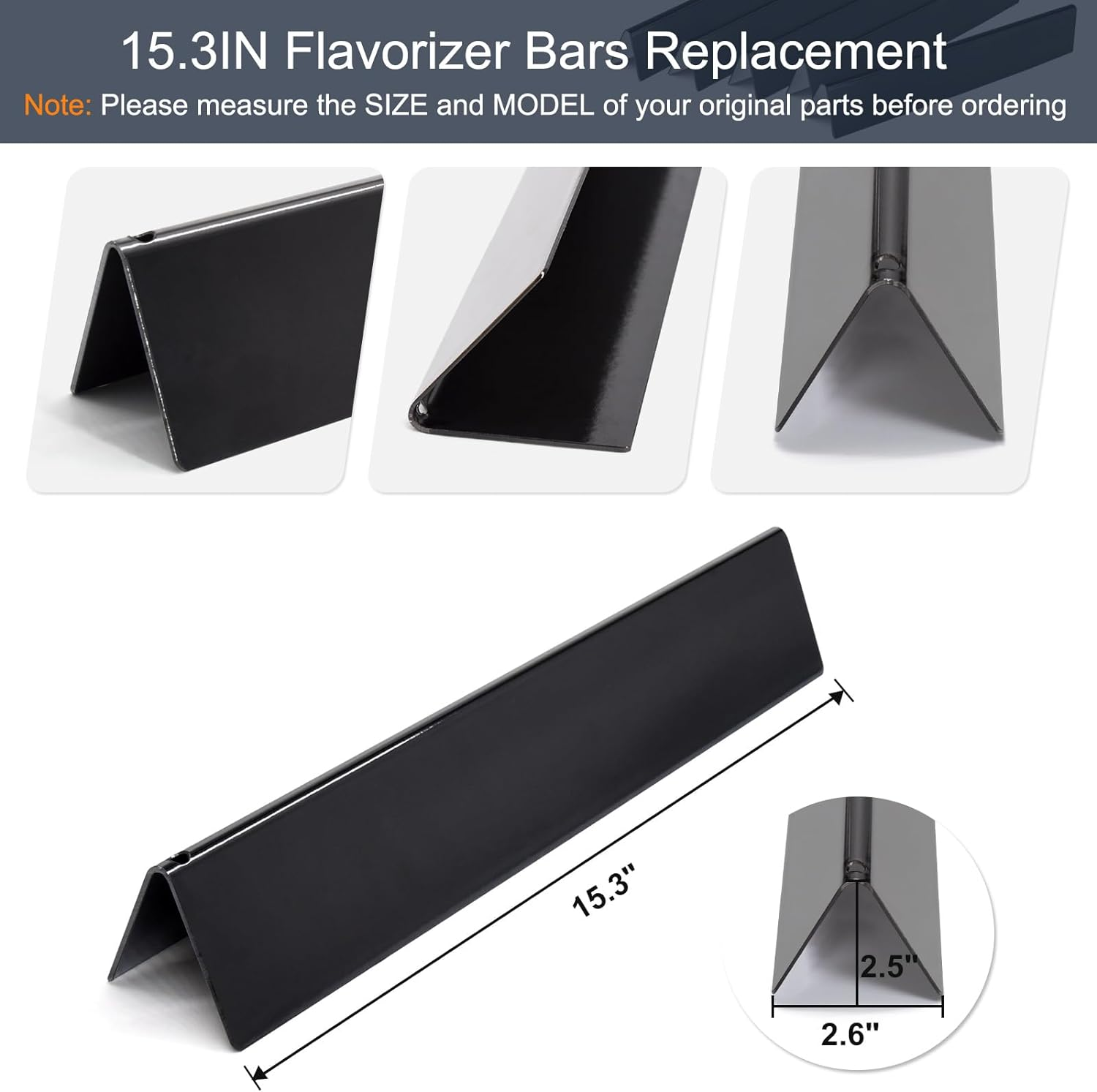 Criditpid 15.3" 7636 Porcelain-Enameled Flavorizer Bars for Weber Spirit 300 Series, Spirit E310 S310 E320 S320 E330 S330 Grills with Front Control, Flavorizer Bars Replacement for Weber 7636