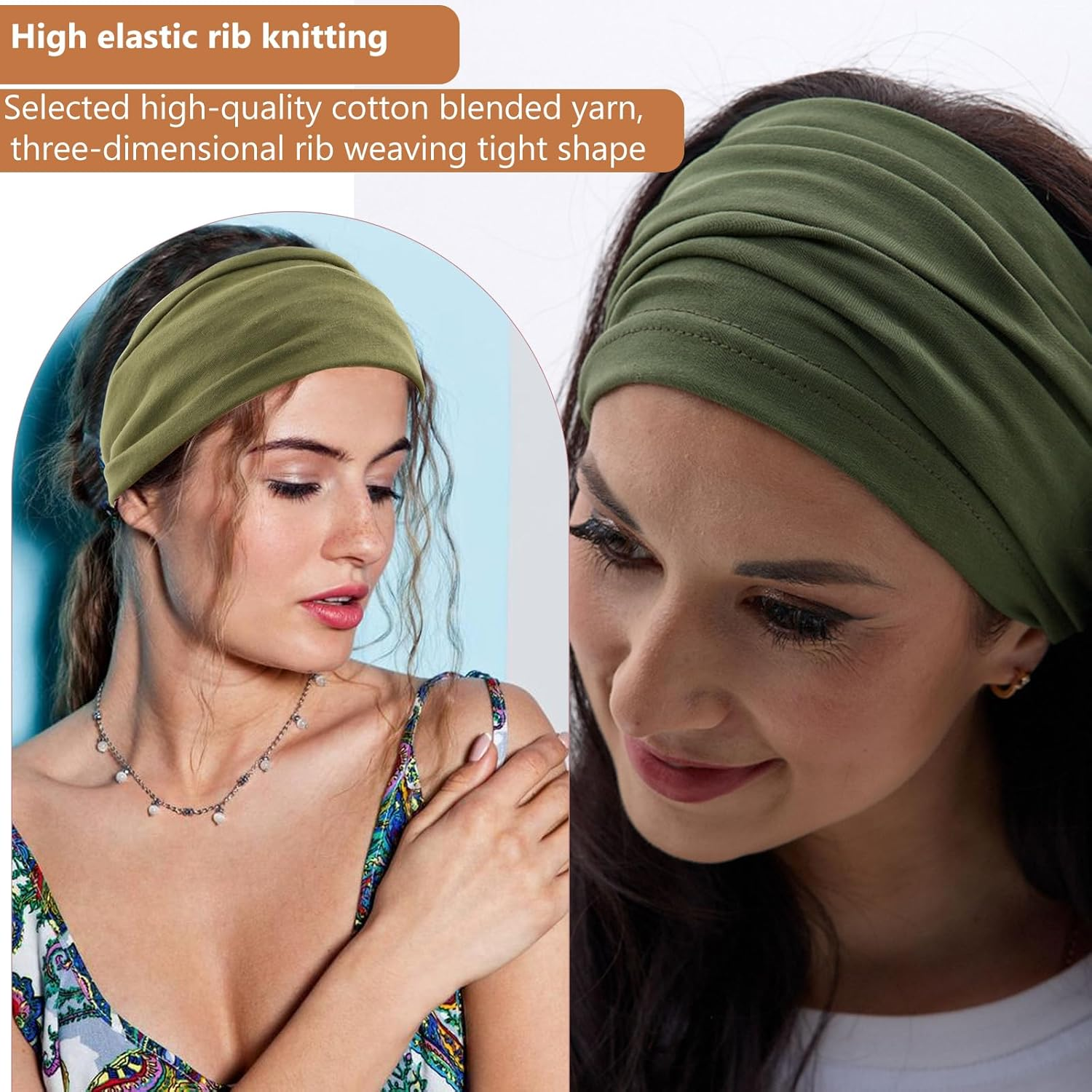 Culinavog Pack of 6 Women'S Headbands, Wide Elastic Hair Bands for Women, Soft Non-Slip Headbands with Twist Design, Multicoloured for Yoga, Sports, Everyday Use - A image number 2