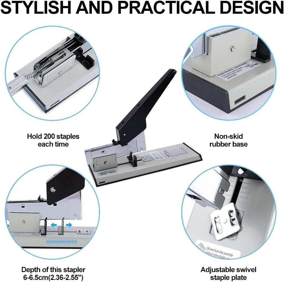 CHAOFLIGHT Heavy Duty Stapler with 3000 Staples 240 Sheets High Capacity Office Stapler, Manual Metal Large Stapler for Paper & Fabrics, Include 23/13 & 23/17 & 23/24 Staples Each 1000PCS image number 3