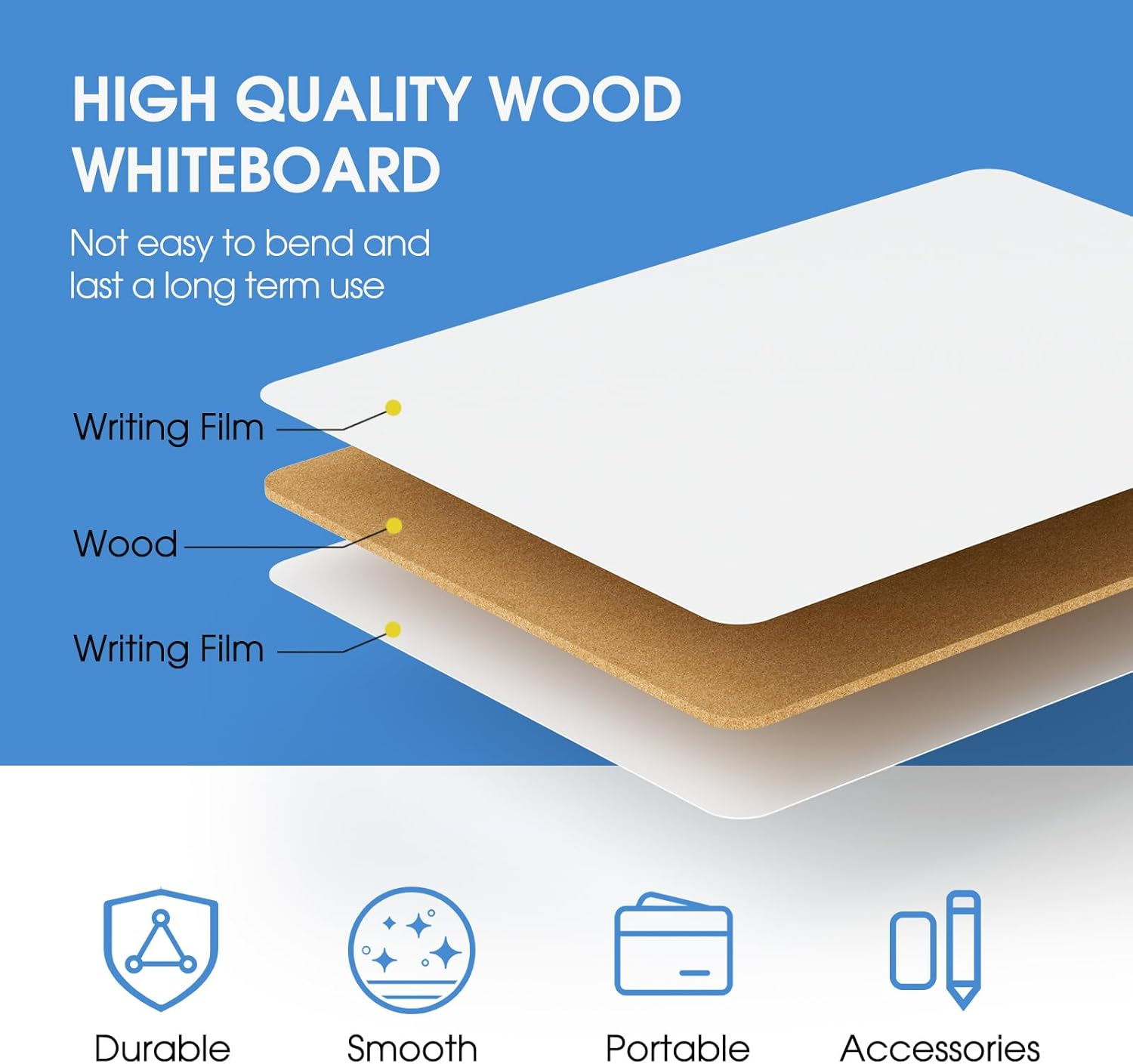 Maxgear Small White Board 2 Pack Dry Erase Boards, 9" X 12" Mini White Board Double Sided Portable White Boards for Students Teachers School Supplies Lapboards Including 2 Markers and 2 Erasers image number 2