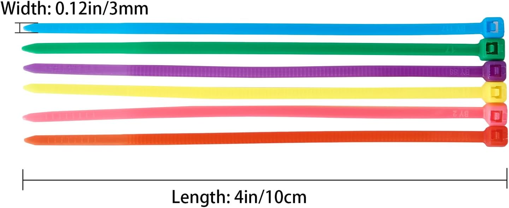 Qdishi 600Pcs Small Colored Zip Ties 4 Inch Multi-Color Zip Wire Tie for Deco Mesh Wreath Supplies, Colorful Plastic Ties Yellow, Blue, Red, Green, Pink, Purple Zip Ties (100 per Color) image number 1