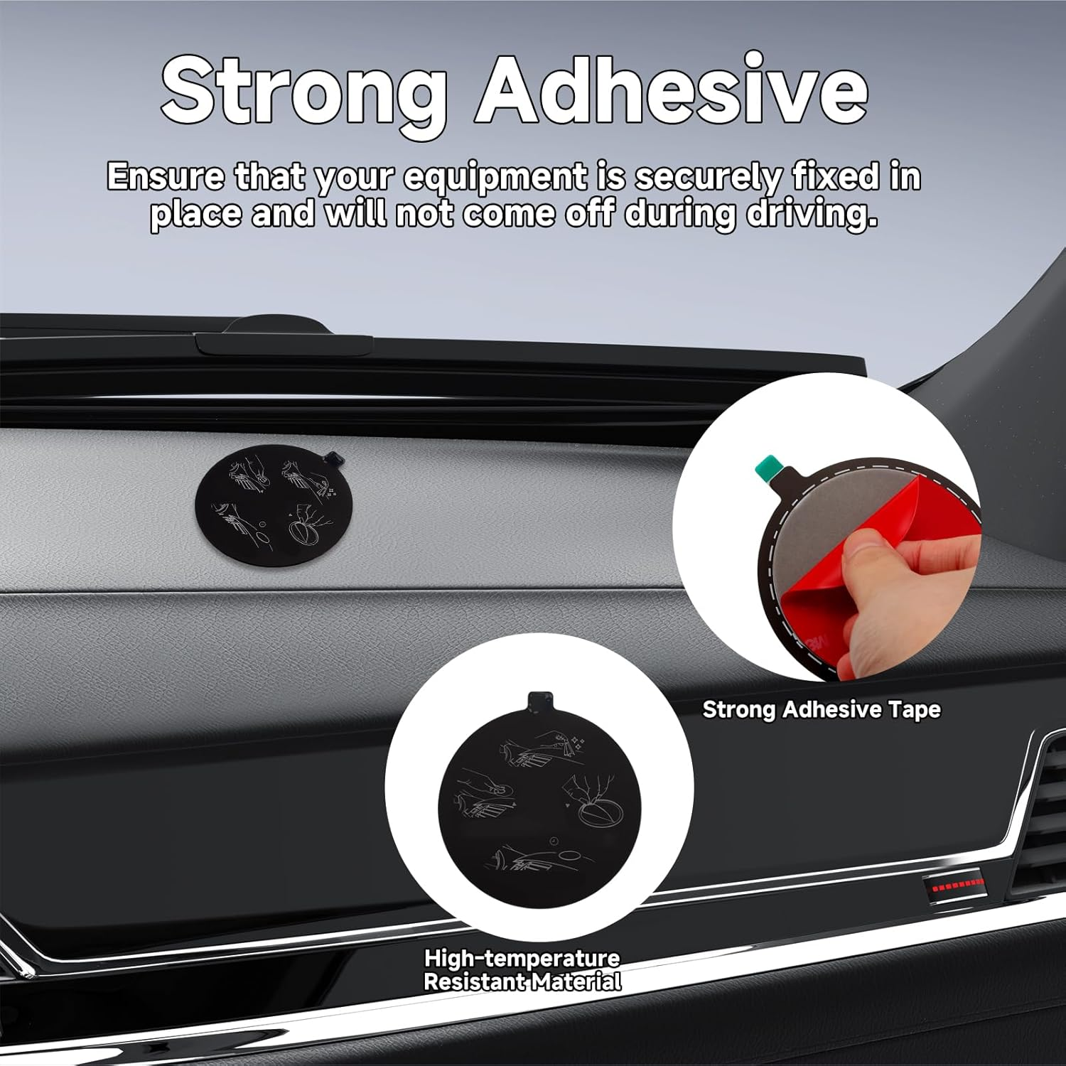 4 Pcs Dashboard Mount Pad with 3M Adhesive,77Mm Diameter Suction Cup for Phone Holder and GPS Mount, Black Universal Dash Cam Disk 7Cm Adhesive Base Car Accessories Mounting Solution image number 4