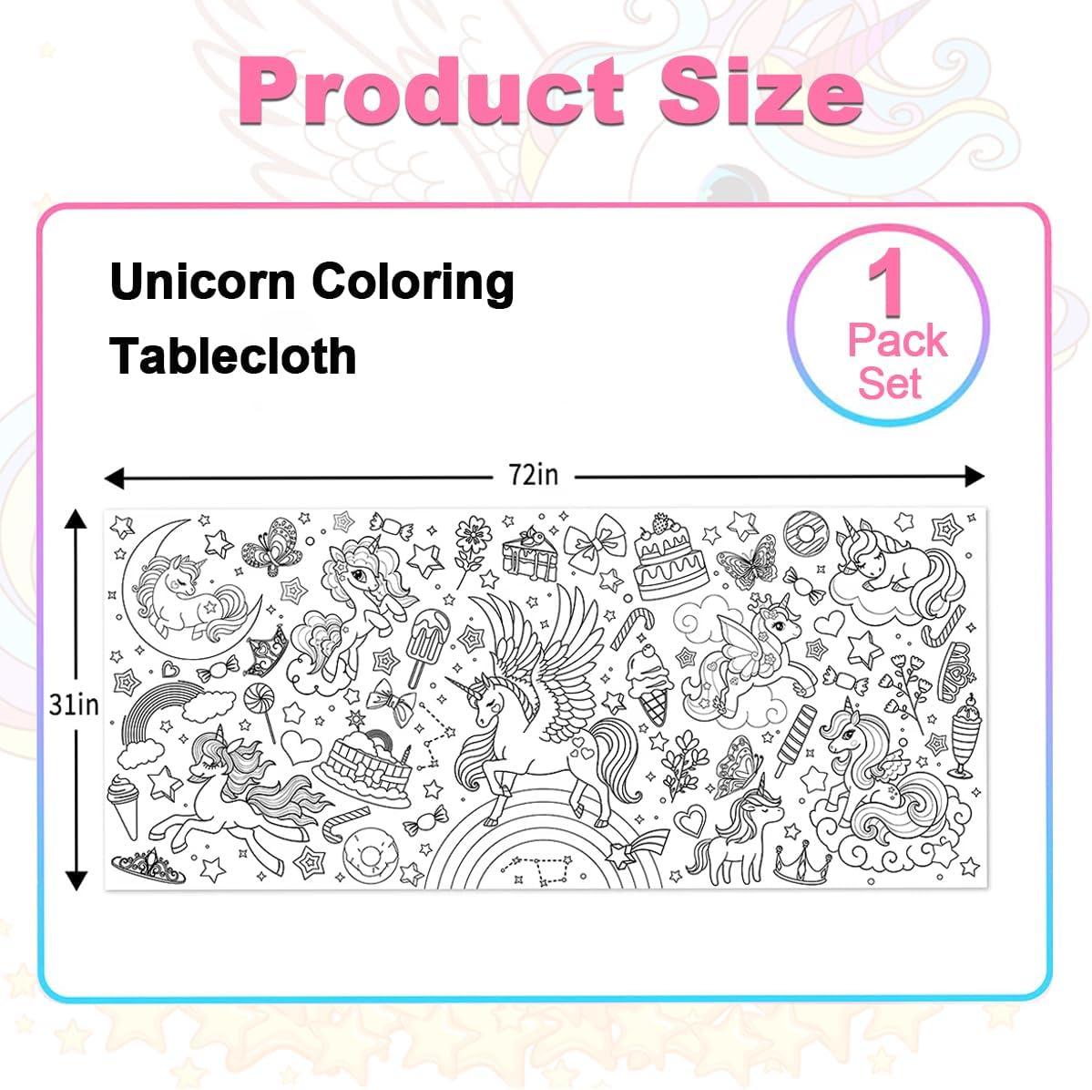 JUNQIU Unicorn Coloring Table Cloth for Kids, 72 * 31Inch Giant Coloring Poster for Unicorn Birthday Decorations/Party Games/Birthday Activities/Crafts/Coloring Paper Roll - Dinosaur image number 5