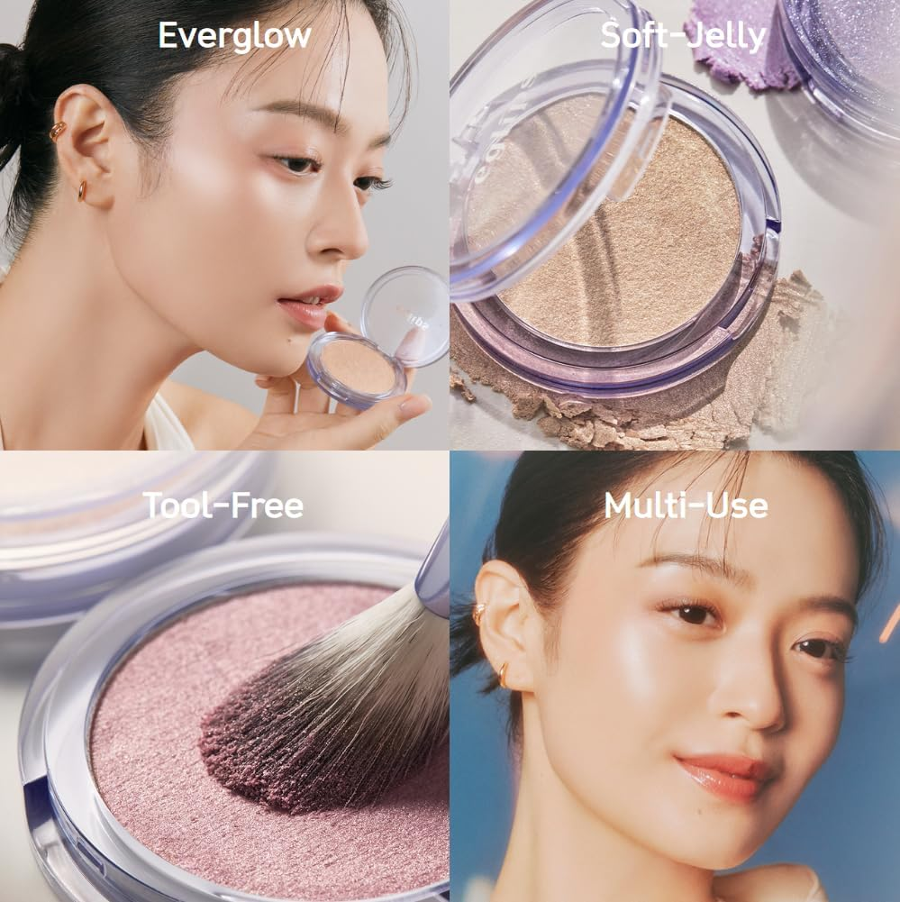 EGLIPS Everglow Highlighter - Radiant Glow Soft Jelly Texture Shimmer Powder Lightweight Longlasting Buildable & Blendable Smooth Silky Finish Daily Korean Face Makeup (04 PANORAMA, 5 Gram) - 02 Ever Beige image number 4