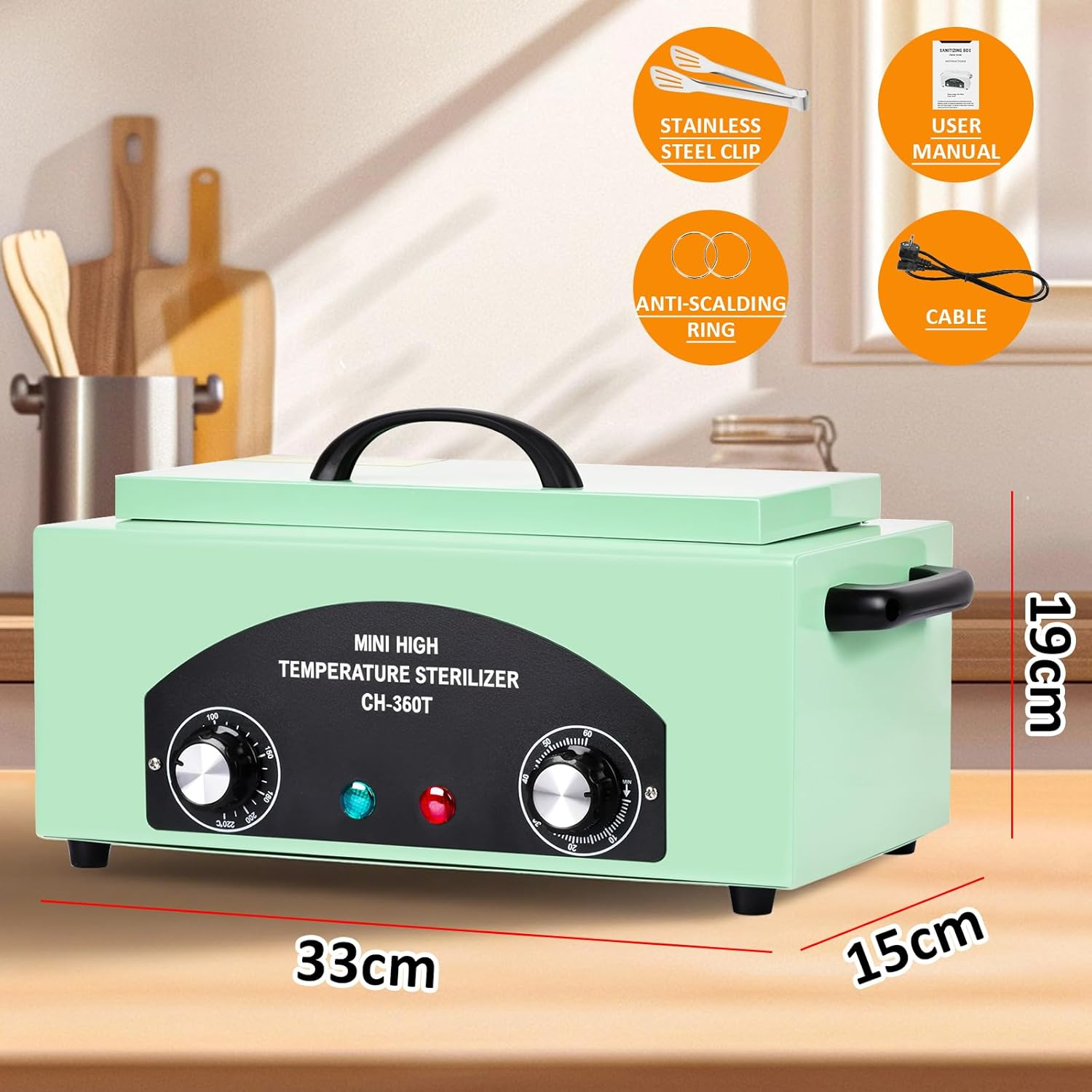 Advwin High Temperature Metal Tool Cleaner Machine, 2L Dry Heat Cleaning Box, with Temperature & Time Setting, Nail Tool Sterilizer Cabinet with Handle, for Beauty Salon, Lab, Dental, Home image number 5