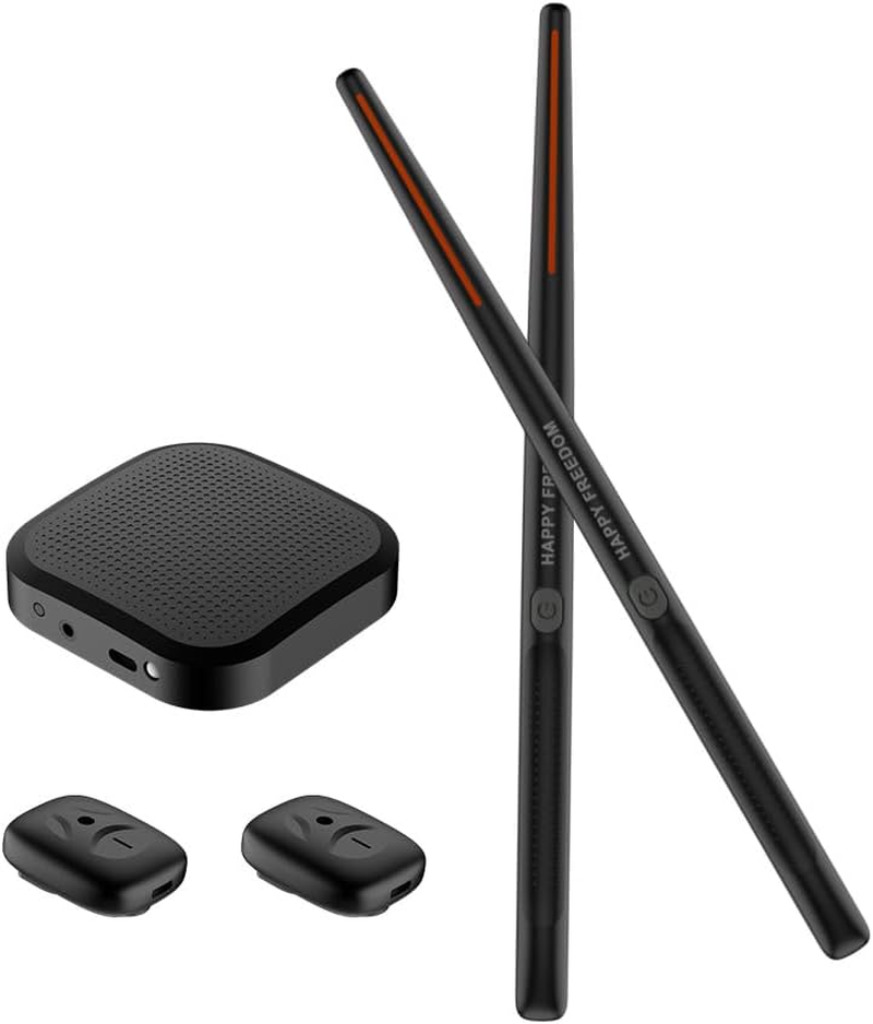 Daseeme Electronic Drumsticks a Drum Stick with 2 Foot Pedals 16D Speaker DSP Level Sound Card Low Delay Portable Electric Rhythm Drum Sticks for Beginners Adults Professional Drummer Student