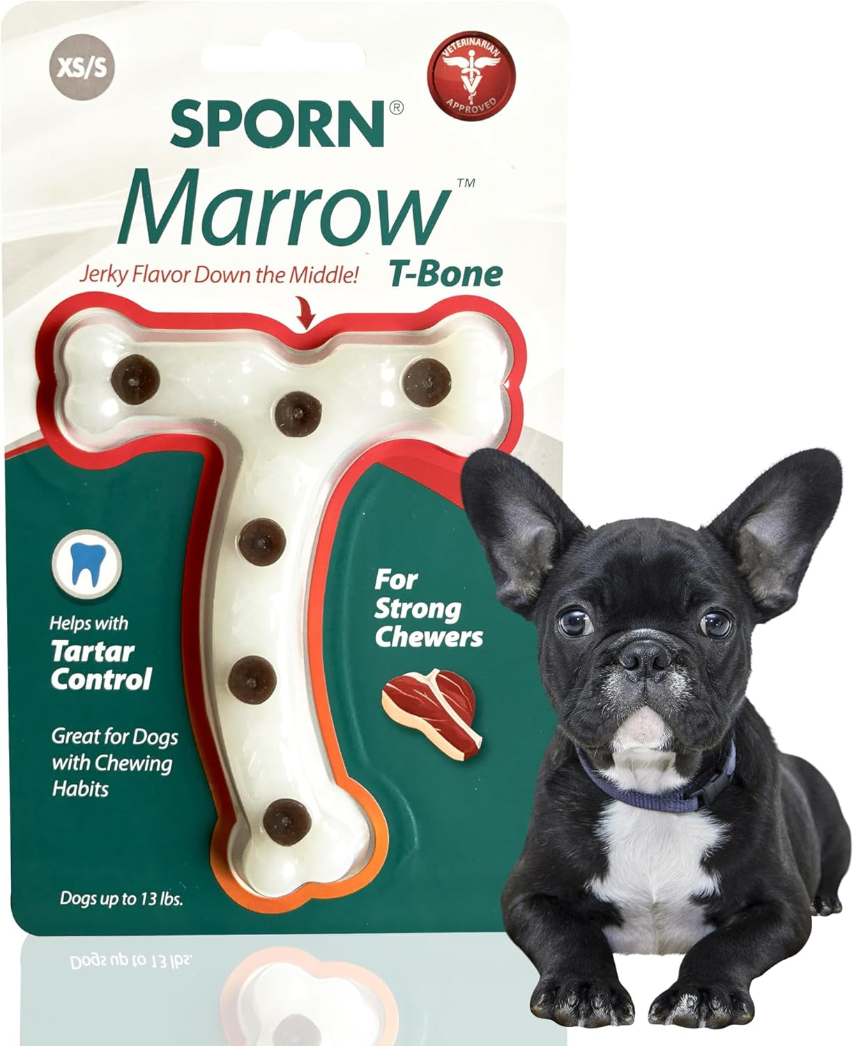 Sporn Durable Jerkey Favour Marrow Chew T-Bone Dog Toys White Small
