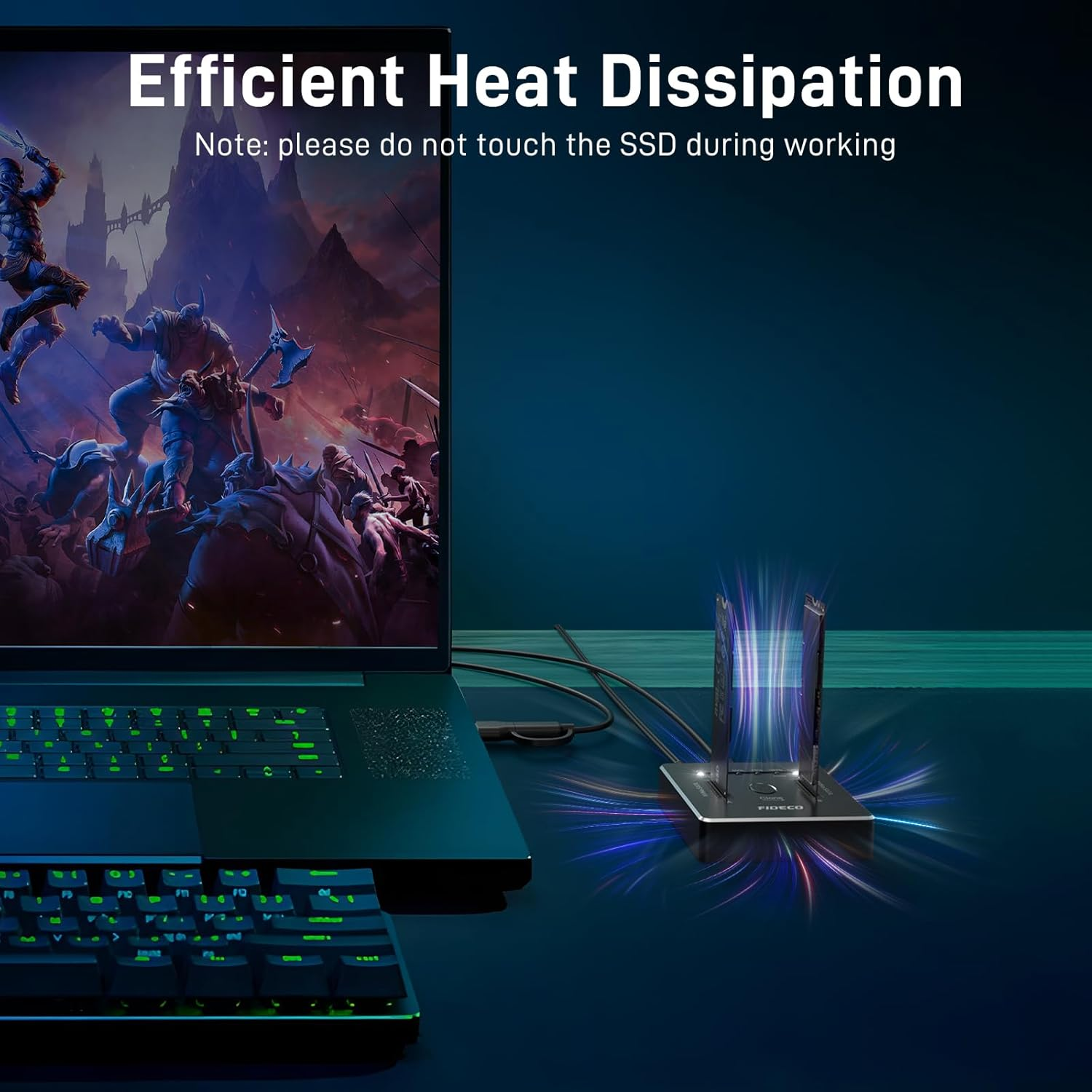 FIDECO M.2 Nvme SATA SSD Cloner Dock, USB 3.2 Gen 2 X 2, 20Gbps Dual Nvme SATA SSD Enclosure, M.2 Duplicator Cloner, Support Offline Clone, UASP and Trim, Aluminum Design image number 3