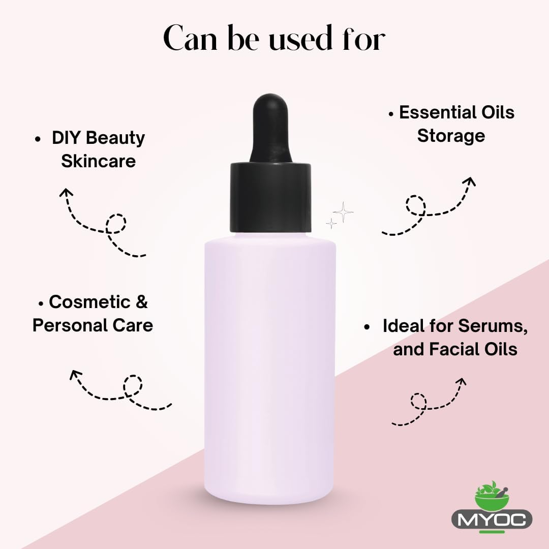 Lilac Colour Glass Dropper Bottle for Essential Oils | Set of 4 | 50Ml | Elegant & Durable | Includes Funnel | Ideal for DIY Beauty & Aromatherapy image number 2