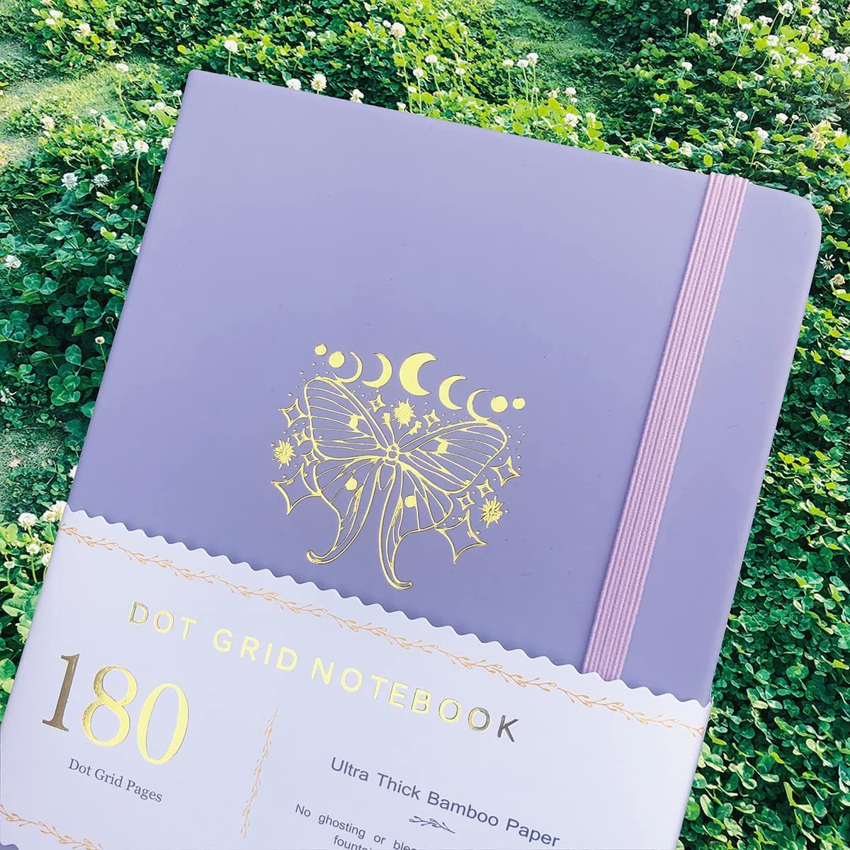 Dotted Notebook Journal 180GSM Bamboo Thick White Paper 160 Pages 5 * 5MM Dot Grid, Lay Flat Binding,Colored Silver Edges, Bookmarks and Expandable Back Pocket (BKP-5) image number 1