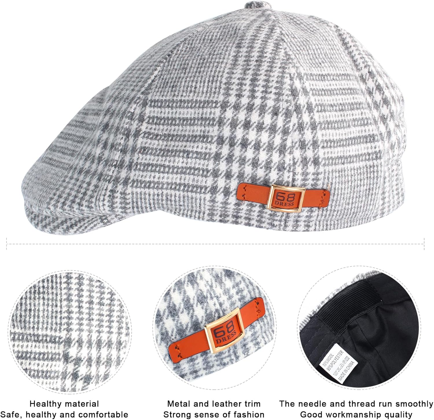 Yewong Kids Old Man Costume Beret Hat Mustache Eyebrows Inflatable Cane Glasses Bowite Grandpa 100 Days of School Cosplay - Light Grey image number 3