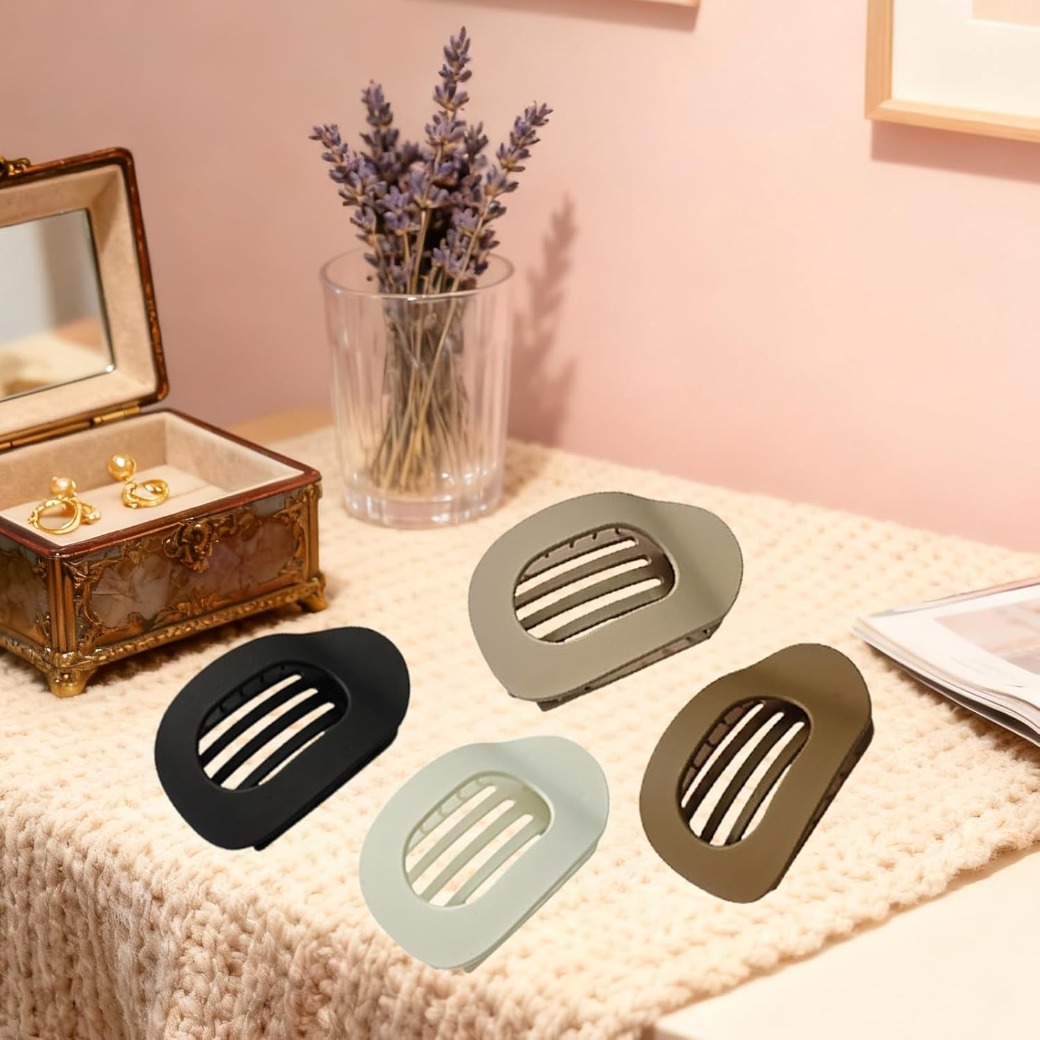 Pack of 4 Flat Hair Clips, Duckbill Hair Clip, Flat, French Flat Claw Clips, Flat Claw Clips with Inner Teeth, Hair Clip for All Hair Types