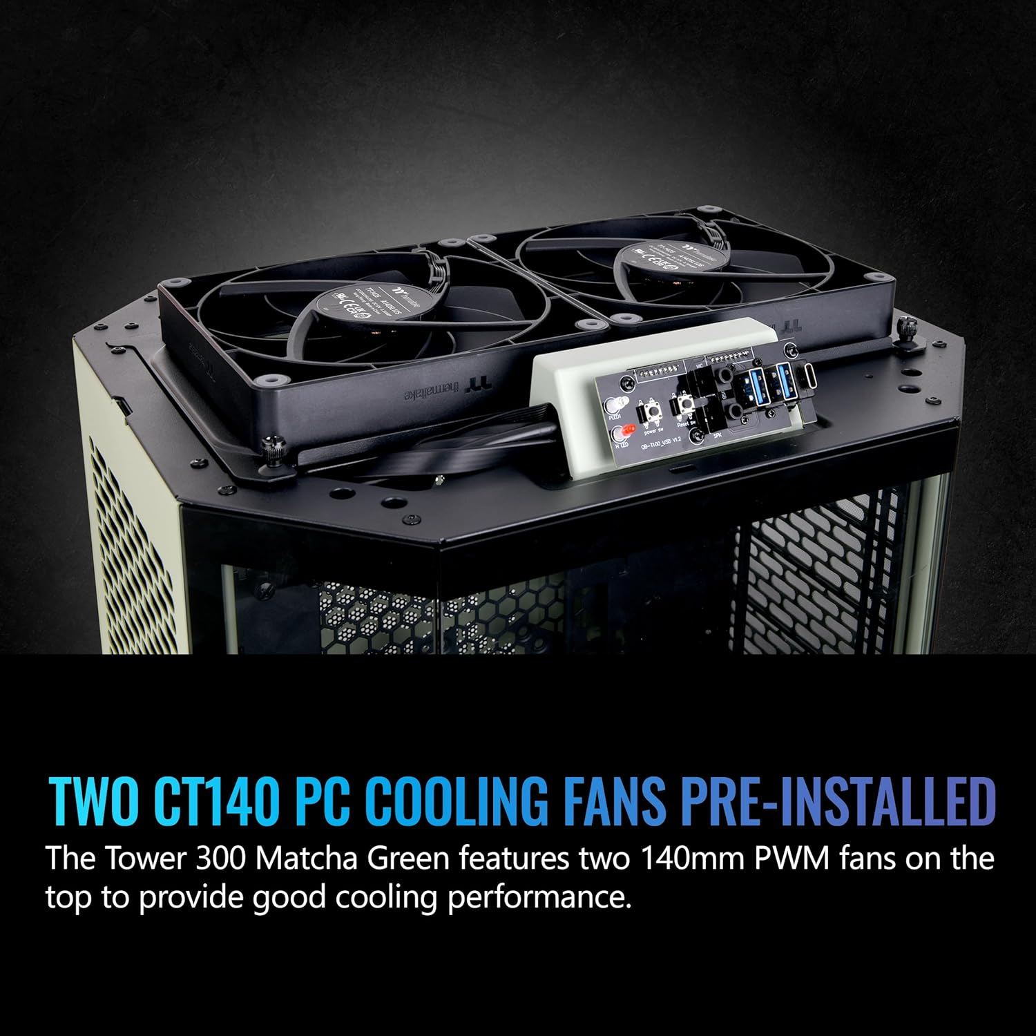 Thermaltake the Tower 300 Tempered Glass Micro Tower Case Matcha Green Edition, CA-1Y4-00SEWN-00 image number 3