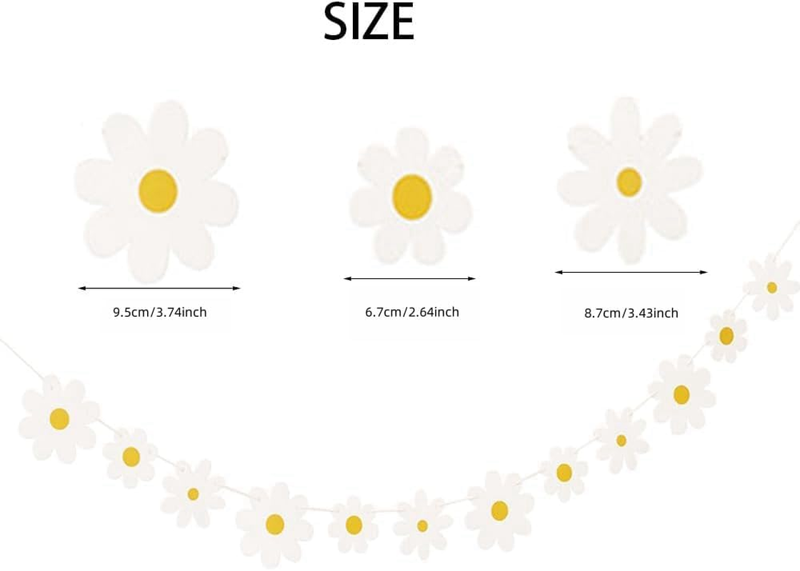 4 Packs Daisy Banner Garland Groovy Hippie Boho Birthday Party Decoration Banner Daisy Party Decoration Hanging Banner Flower Birthday Banner Daisy Paper Cutouts for Girl Birthday Decoration image number 1