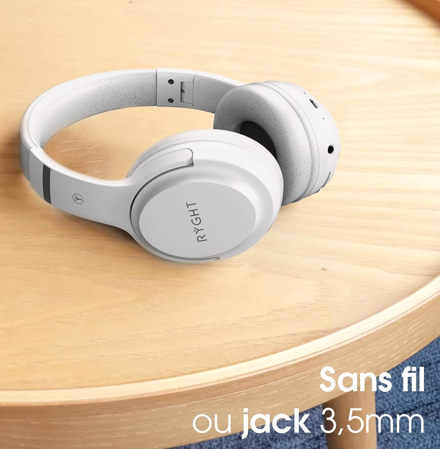 RYGHT Tempo Wireless Headphones, Clear Stereo Sound, 20 Hours Battery Life, Foldable, Lightweight, Music Control, Volume, Answer Calls, Voice Assistant, Activate Voice Assistant, Padded Ear Cups image number 1