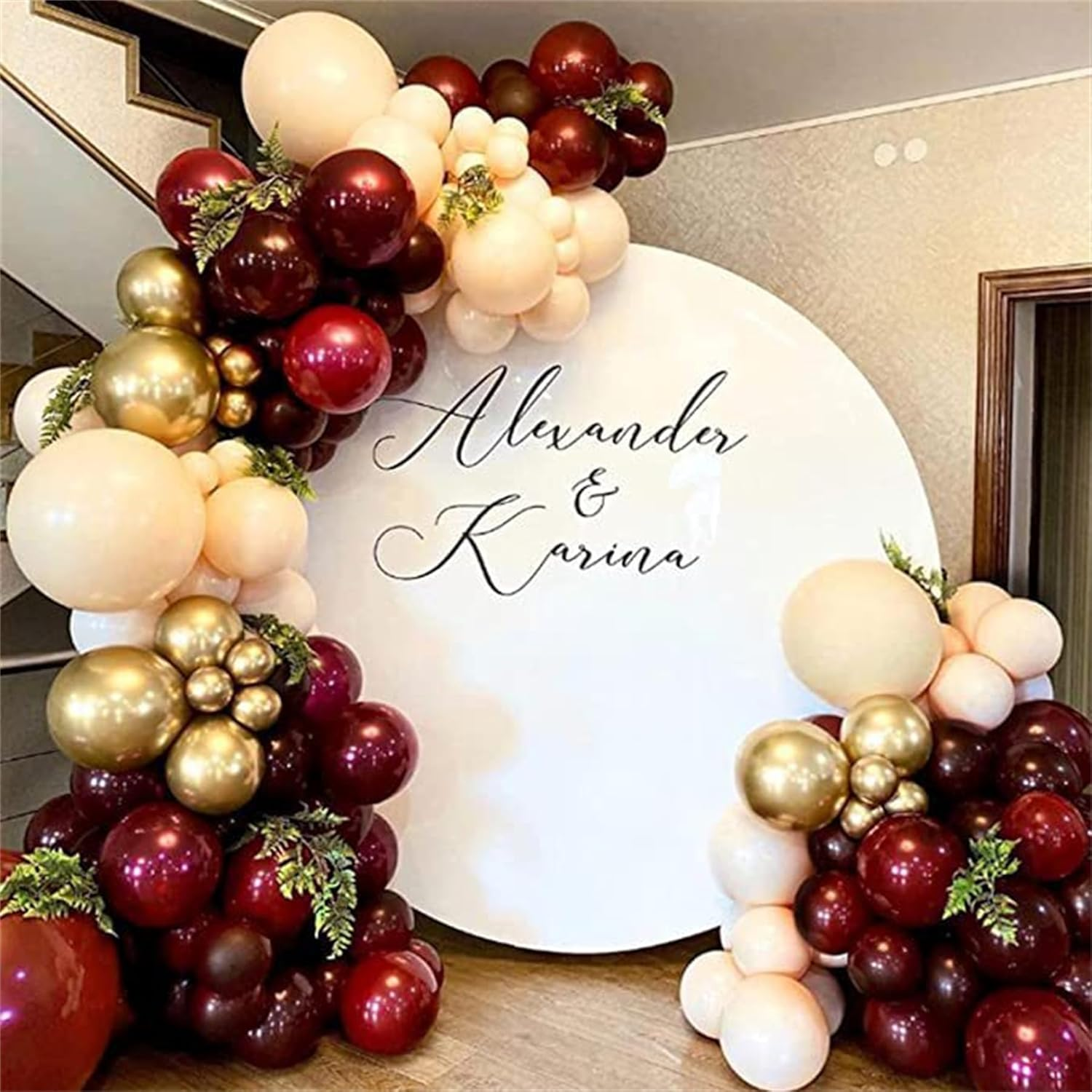 138 Pcs Burgundy Balloon Garland Kit: Burgundy, Nude & Gold Latex Balloons for Wedding, Valentine'S Day, Anniversary & More image number 1