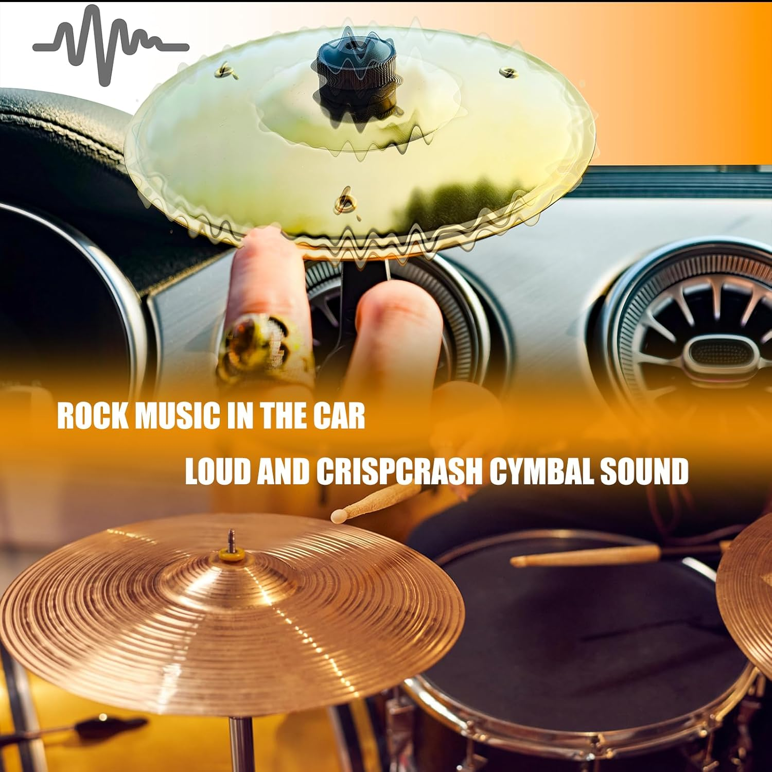Car Cymbal, Car Crash Cymbal Air Vent - Easy Clip-On Mini Cymbal for Car Dashboard.Cool Car Interior Accessories for Entertainment(Silver) - C-Black image number 2
