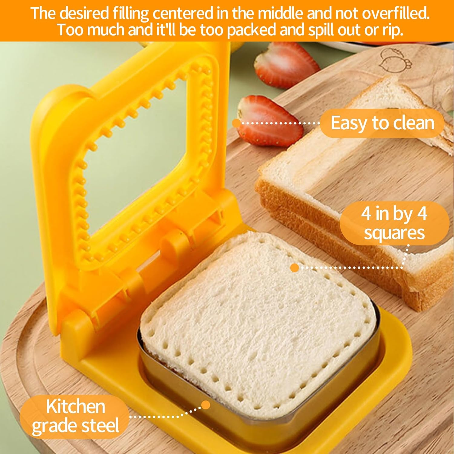 Sandwich Making Mould, Lunch Sandwich Toast Cookies Mold, Sandwich Cutter Tool, Reusable Sandwich Maker, Creative Bread Making Mold for Trips Picnics Lunches, Stainless Steel Sandwich Crimpers (RE) image number 4