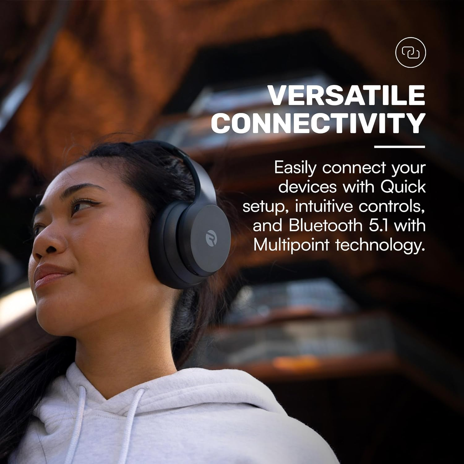 Raycon Fitness Headphones - Wireless Over-Ear Headphones with 38 Hours Battery Life, Active Noise Cancellation, Voice Command, Interchangeable Ear Pads, IPX4 Water Resistance, (Black) image number 4