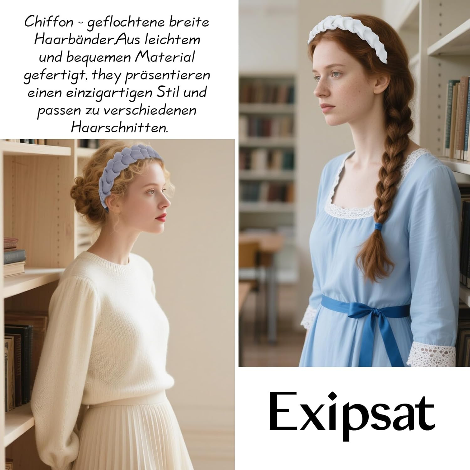 EXIPSAT Women'S Wide Braided Headbands, Comfortable and Stylish Women'S Headbands, Pack of 4 image number 3