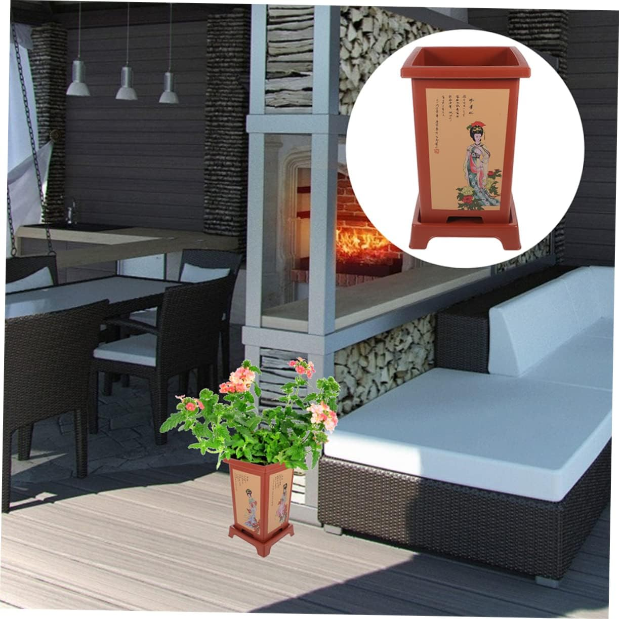 DOITOOL 2 Sets Imitation Purple Sand Flower Pots Planter Holder Pot Resin for Indoor Spring Outdoor Decor for Plants Household Planter image number 5