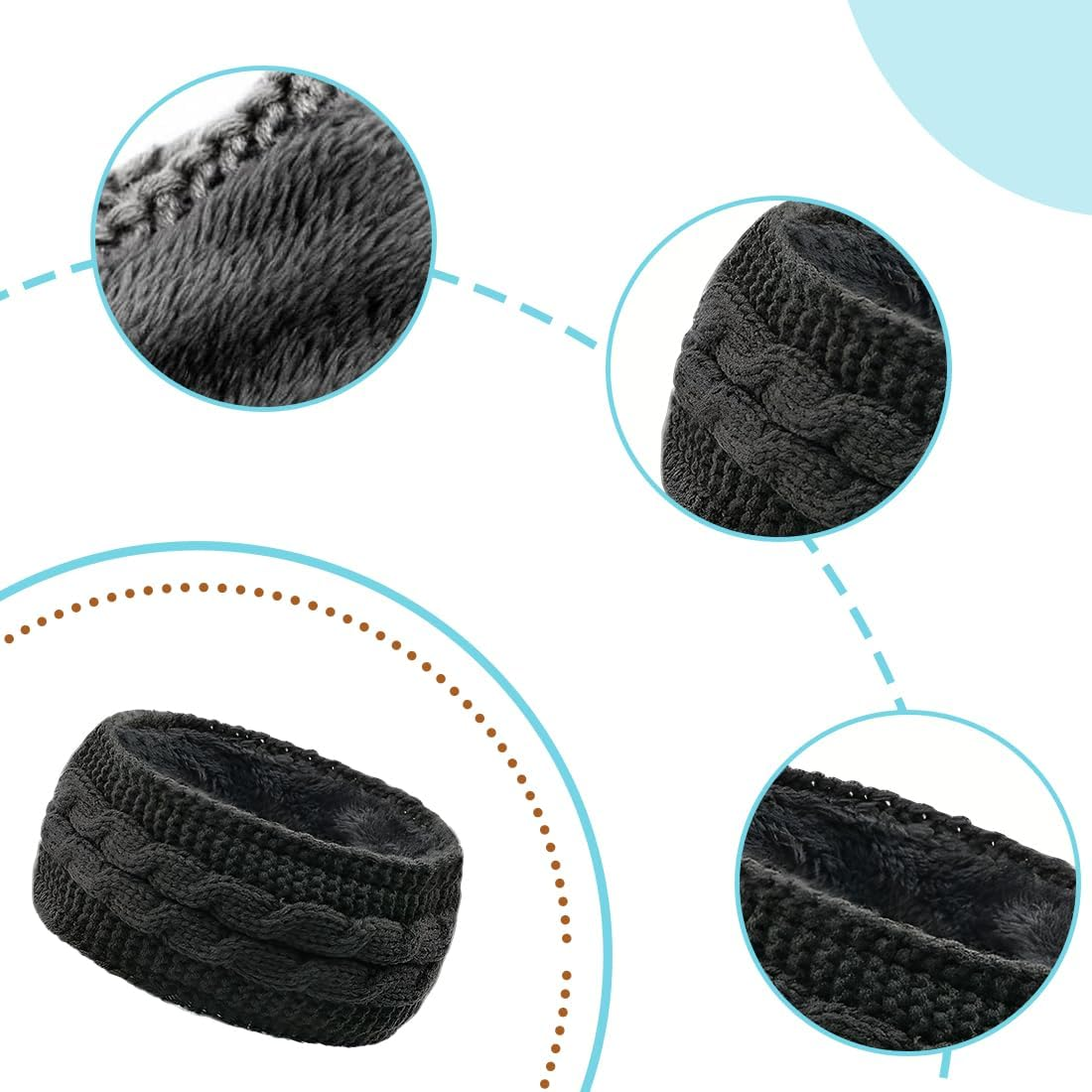 BIRLOZA 1 X Winter Headband Women'S Knitted Crochet Warm Ear Warmer Hair Band Elastic Headband for Outdoor Sports image number 3