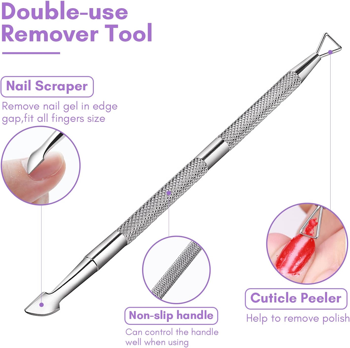 Makartt Gel Nail Polish Remover Clips Kit,With Double Ended Metal Cuticle Pusher,20 Pcs Plastic Resuable Finger and Toe Nail Clips for Removal Acrylic Nail Art Gel Polish Soak off Cap Clip - Rose image number 5