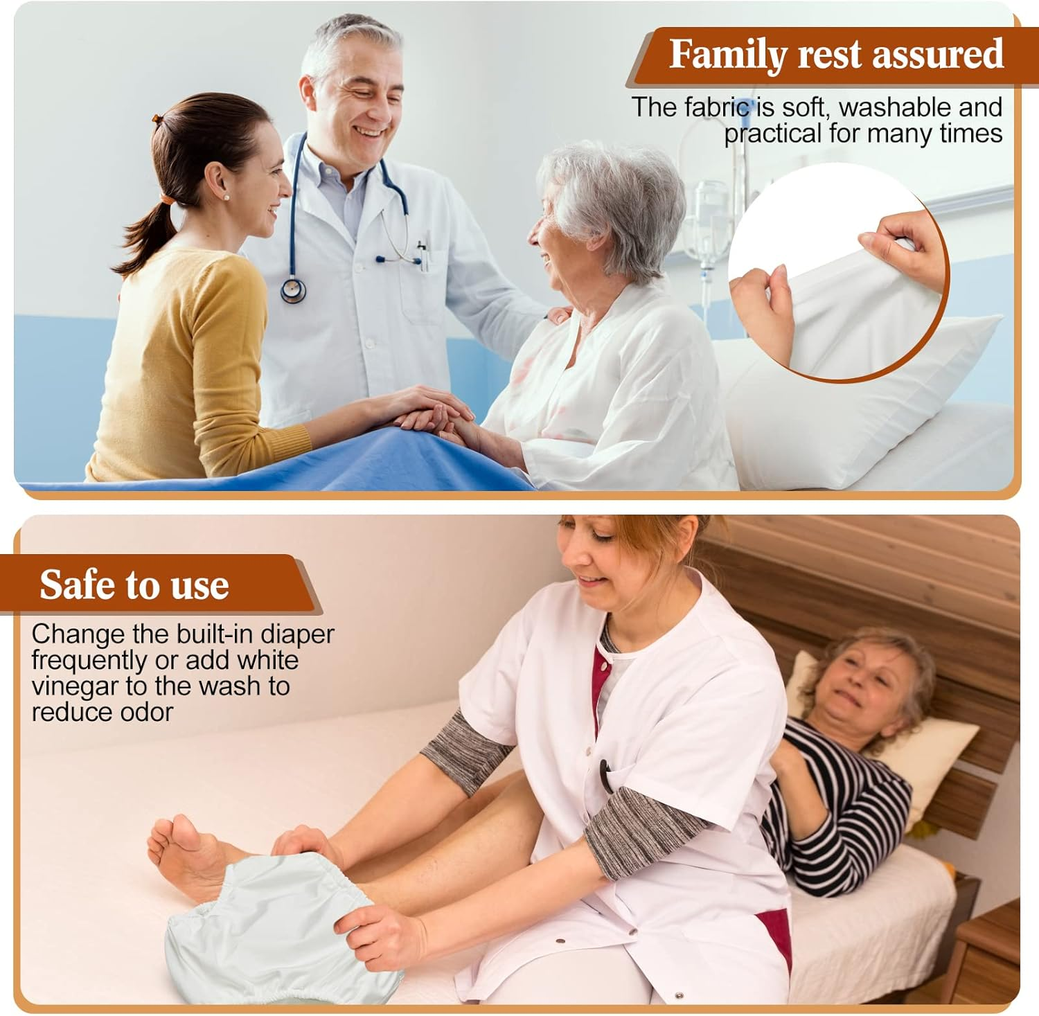 Swim Diapers for Adult Reusable Diaper for Pool Washable Leak Resistant Waterproof Adult Pull on Cover Pants for Men Women, White, Medium, Medium image number 4