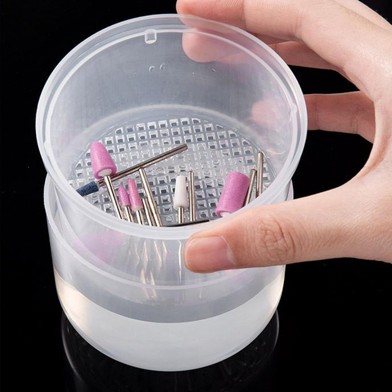 Nail Tool Cleaner | Manicure Equipment Cleaning Container - Fine Mesh Nail Tool Cleaning Box for Home, Salon, Pedicure, Manicure image number 2
