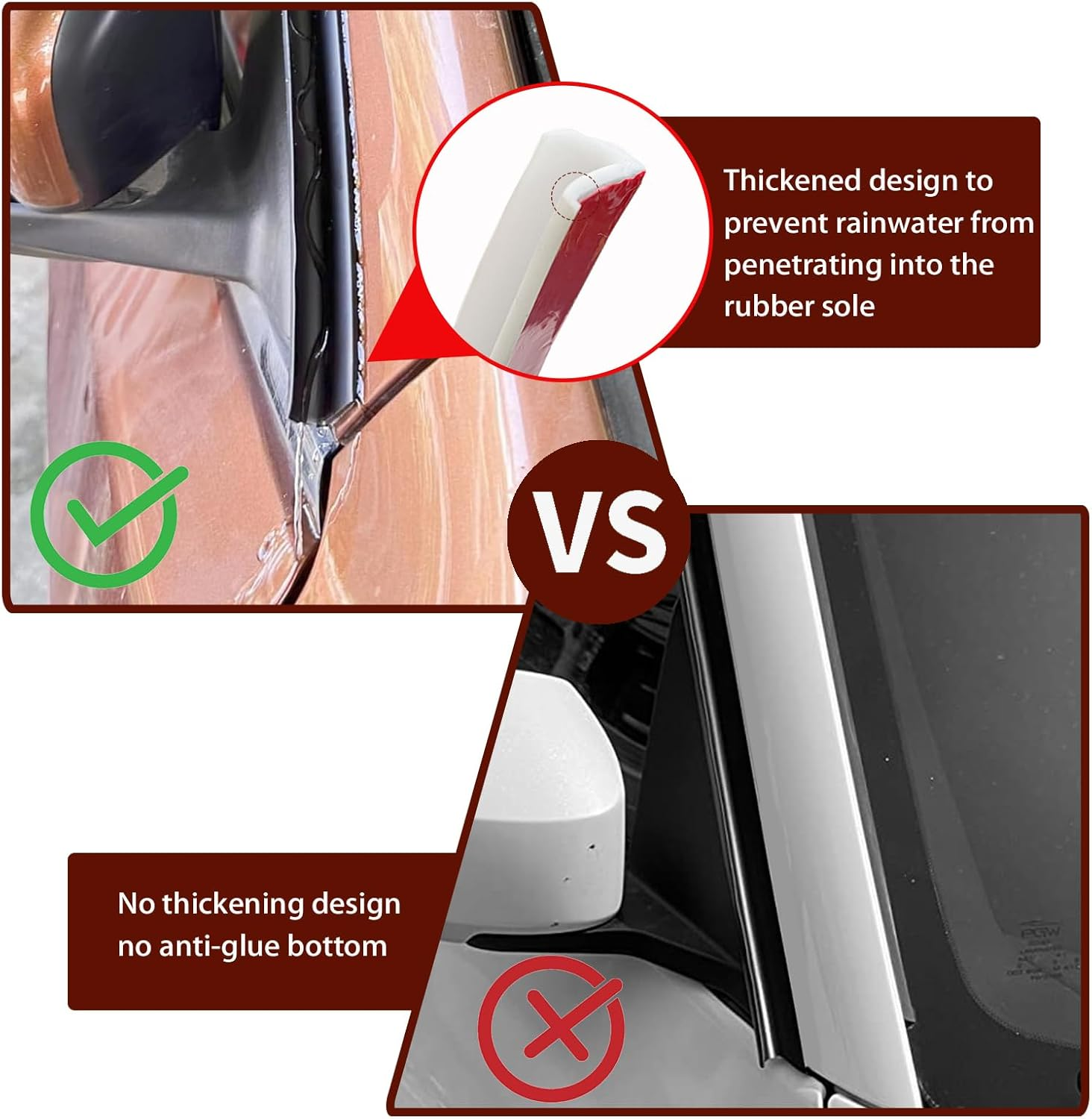 RV Rain Gutters 10 Meters Long Rubber Drip Strip PVC Rain Strip J-Shaped Roof Rain Diversion Self Sealing Tape Suitable for Car Doors Caravans (White) image number 6