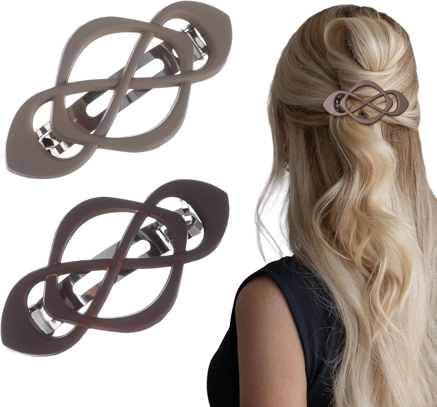 Ymapinc Pack of 2 Hollow Hair Clips, French Hair Clips, Women'S Elegant Non-Slip Hair Clip for Girls for Thick Hair and Thin Hair image number 4