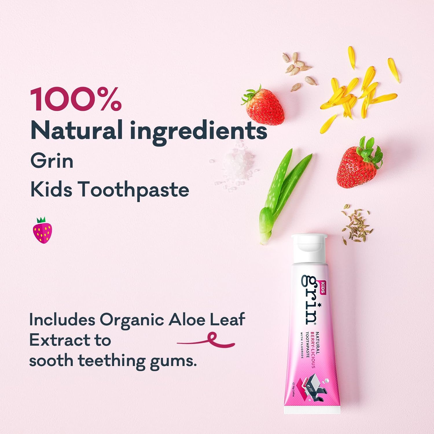 Grin Kids Natural Berry-Llicious Toothpaste with Fluoride 70G image number 1