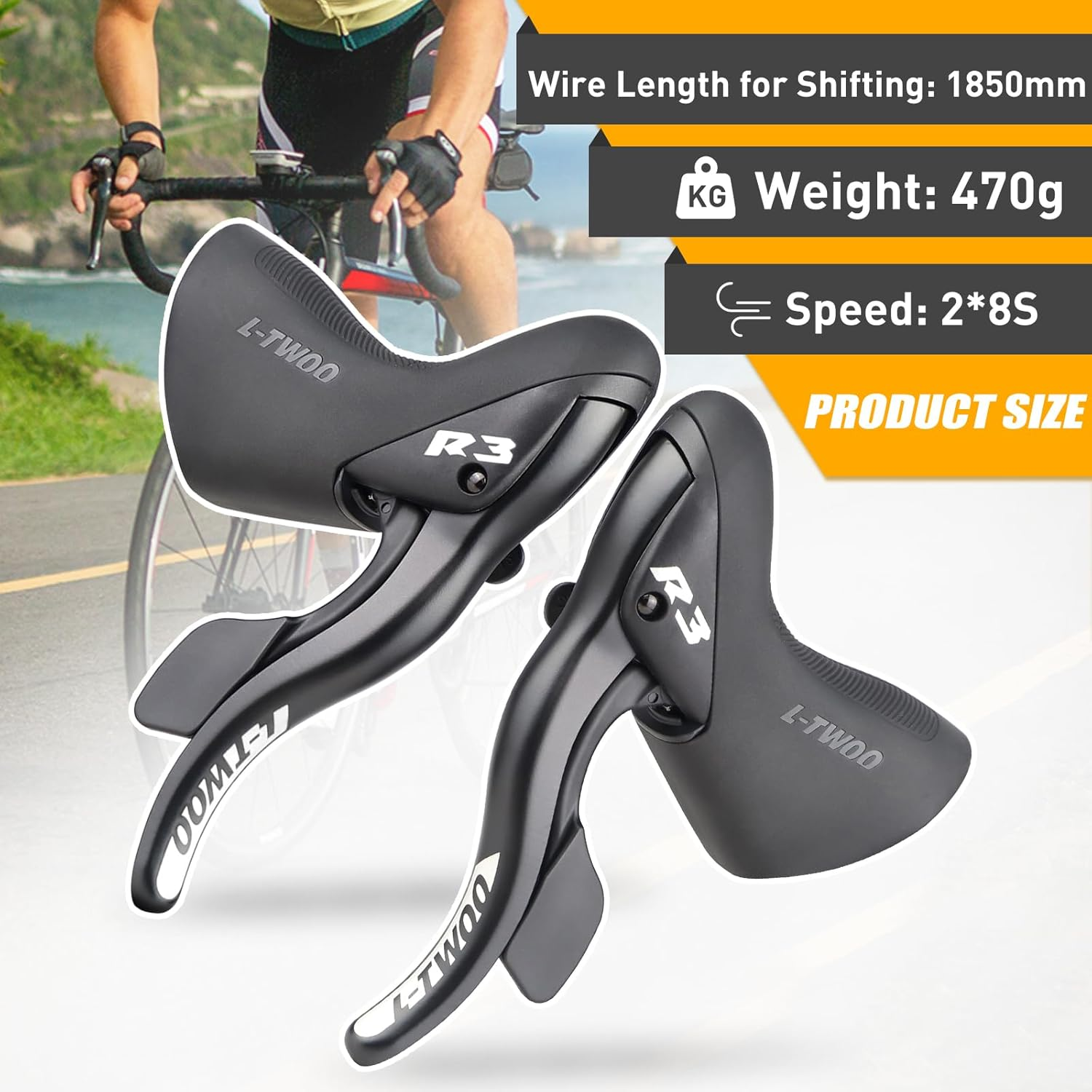 WEEROCK L-TWOO Road Bike Shift Lever 2 X 8 Speeds Road Bicycle Shifters with Brake Levers Compatible with Shimano image number 2