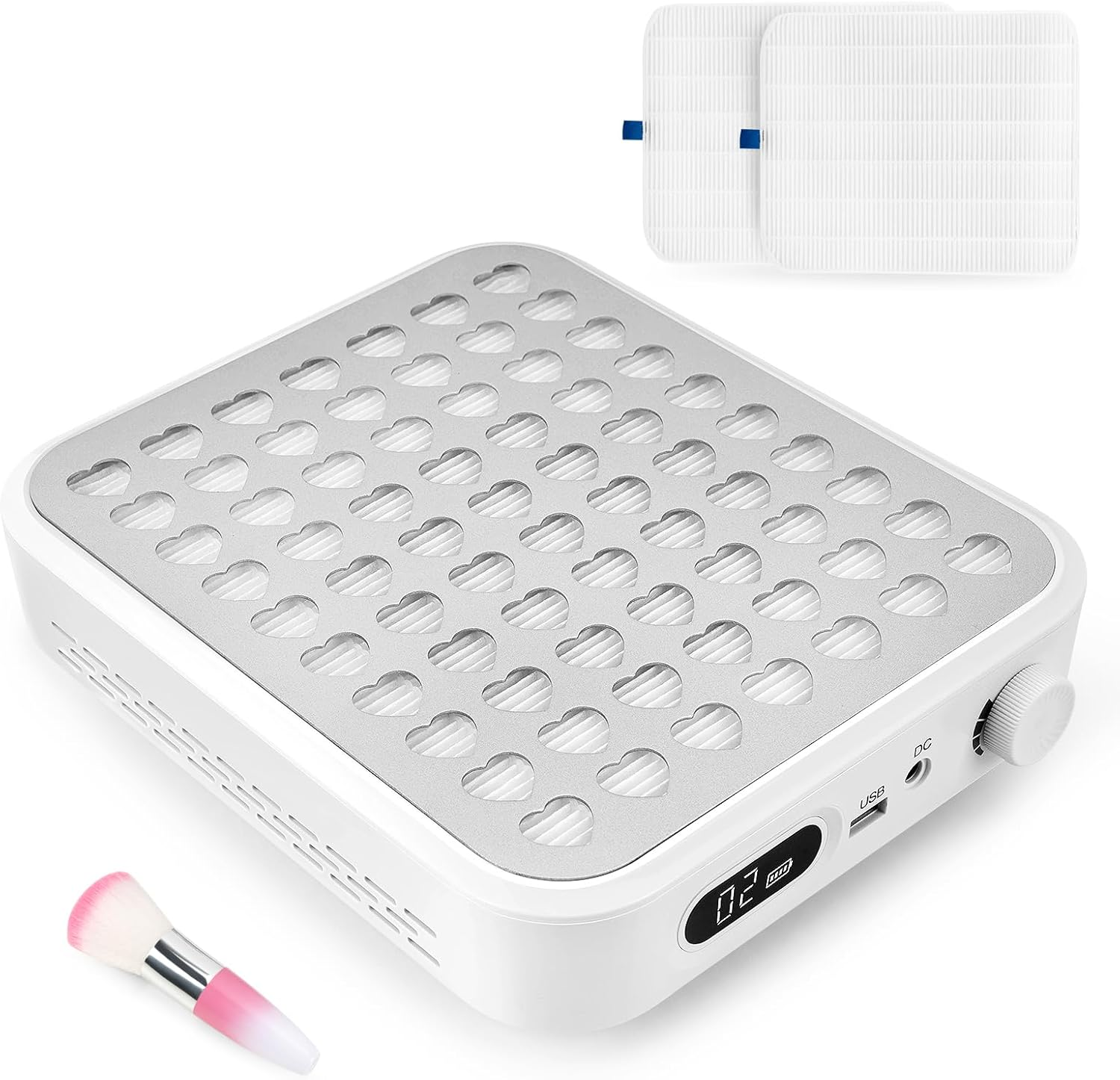 Madenia Rechargeable Nail Dust Collector: 56W Professional and Powerful Nail Vacuum Cleaner with 30000RPM Adjustable Speed - Quiet Nail Vacuum Extractor for Nail Studio & Home (Pink)