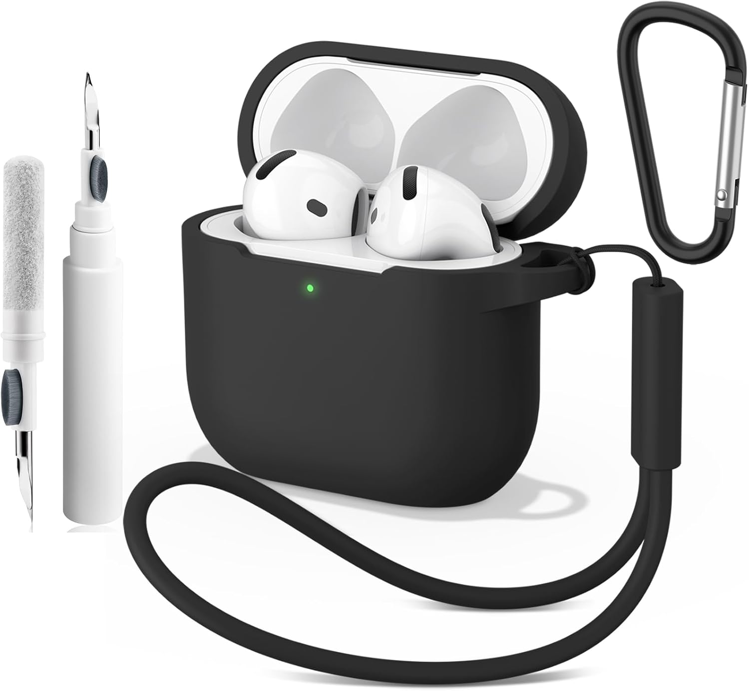 Meliya for Airpods 4 Case Cover, Soft Silicone Protective Case Compatible with Apple Airpods 4Th Generation Case for Women Men, Full Protection Airpod 4 Cover with Cleaner Kit, Keychain