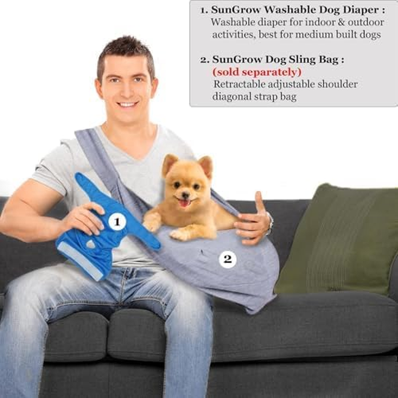 Reusable Dog Nappies Female, 3 Pack Washable Diapers Belly Bands,Washable Sanitary Wraps Panties for Puppy Small Medium Large Incontinence Dog（M） image number 1