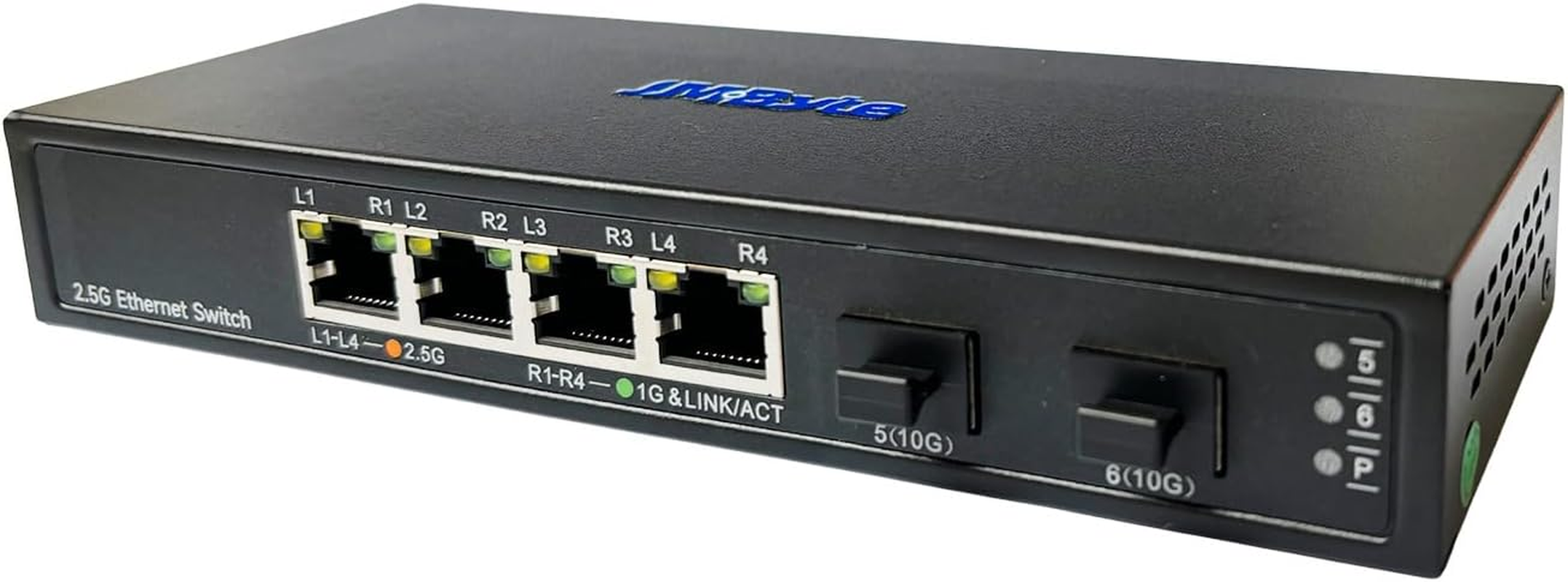 Jm-Byte 6-Port Desktop Ethernet Switch with 2 X 10G SFP/SFP+ Uplink Ports, 4 X 2.5 Gigabit RJ-45 Ethernet Ports, Unmanaged Network Switch, Plug & Play, Metal Case (JM-CN2059-X) image number 5