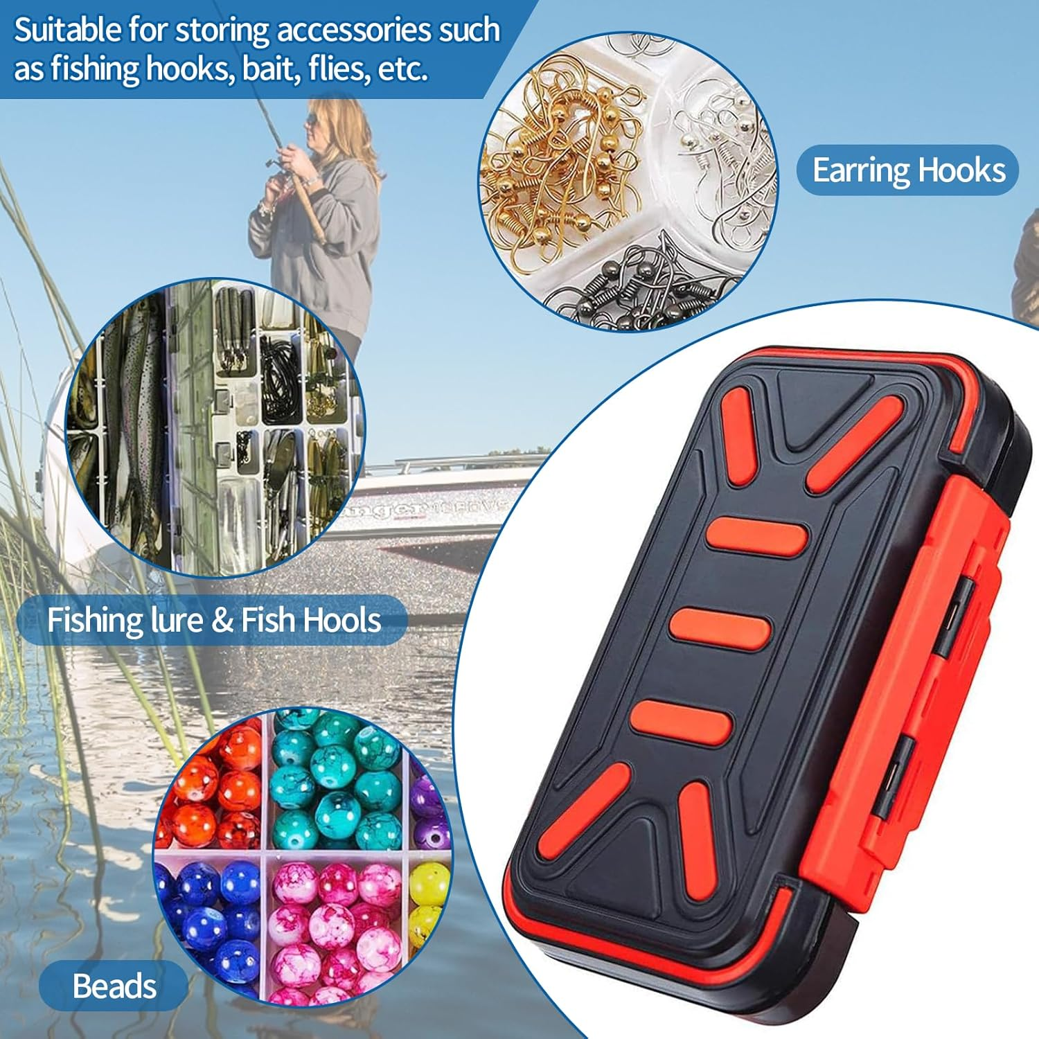BK Waterproof Mini Fishing Lure Boxes with Adjustable Dividers, Portable Fishing Organizer Case, Small Tackle Storage Boxes for Hooks, Lures, Accessories image number 4