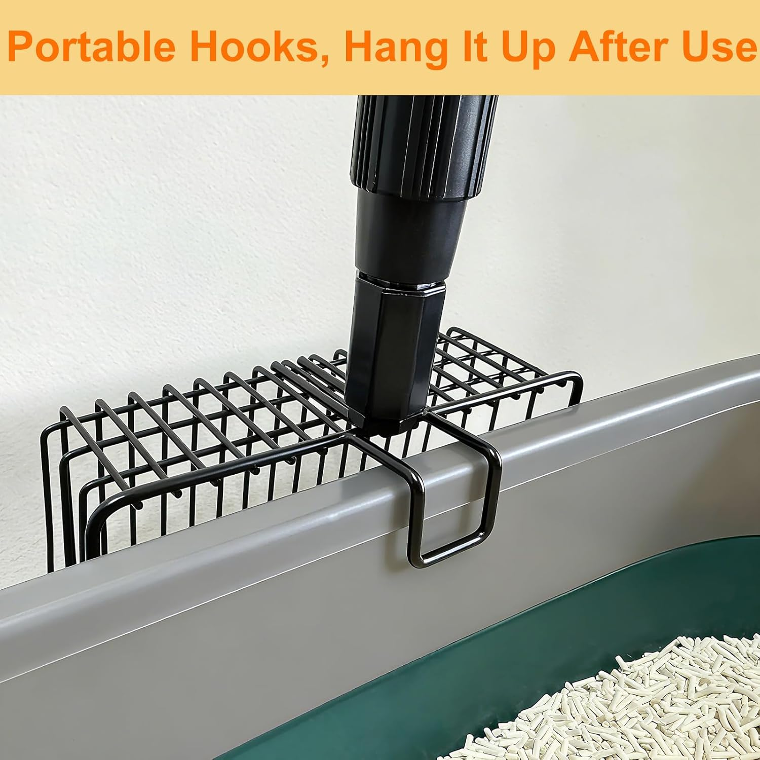 Neehows Cat Litter Scoop with Extendable Long Handle, 22.2"-42.5" No Bending Back Metal Kitty Litter Scoop, Large Non-Stick Wide Flat Head Heavy Duty Cat Pooper Scooper image number 3