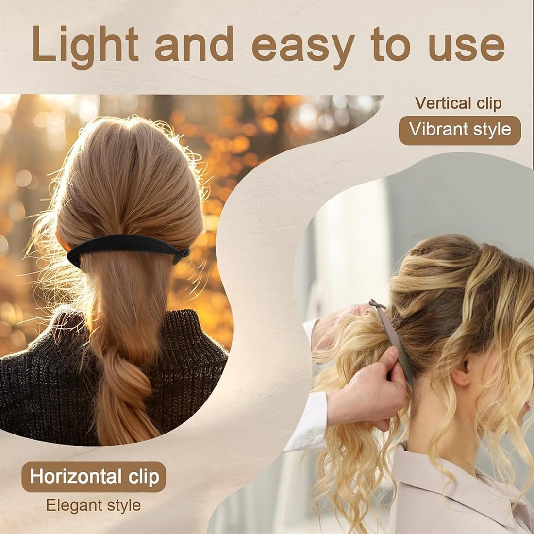 JEYORZY Pack of 3 Banana Clips, Vintage Fishtail Hair Clip, French Banana Clip, Ponytail Holder, Curly or Straight Hair, Banana Clips, Hair Clips for Women and Girls image number 4