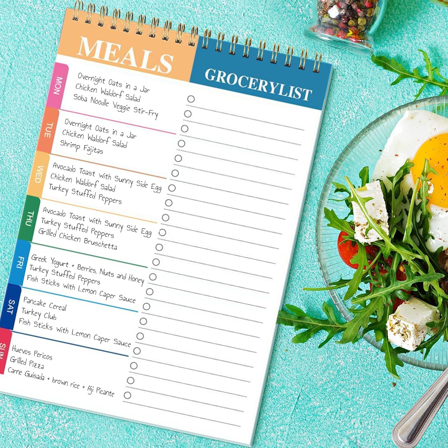 PQCLXUYA Weekly Meal Planner and Grocery List,Grocery Shopping List Notepad,50 Undated Sheets Planning Memo Note Pad for Organized Daily Menu, Tear-Off Notepad for Convenient Shopping（8.46 X 5.59 Inch） image number 5