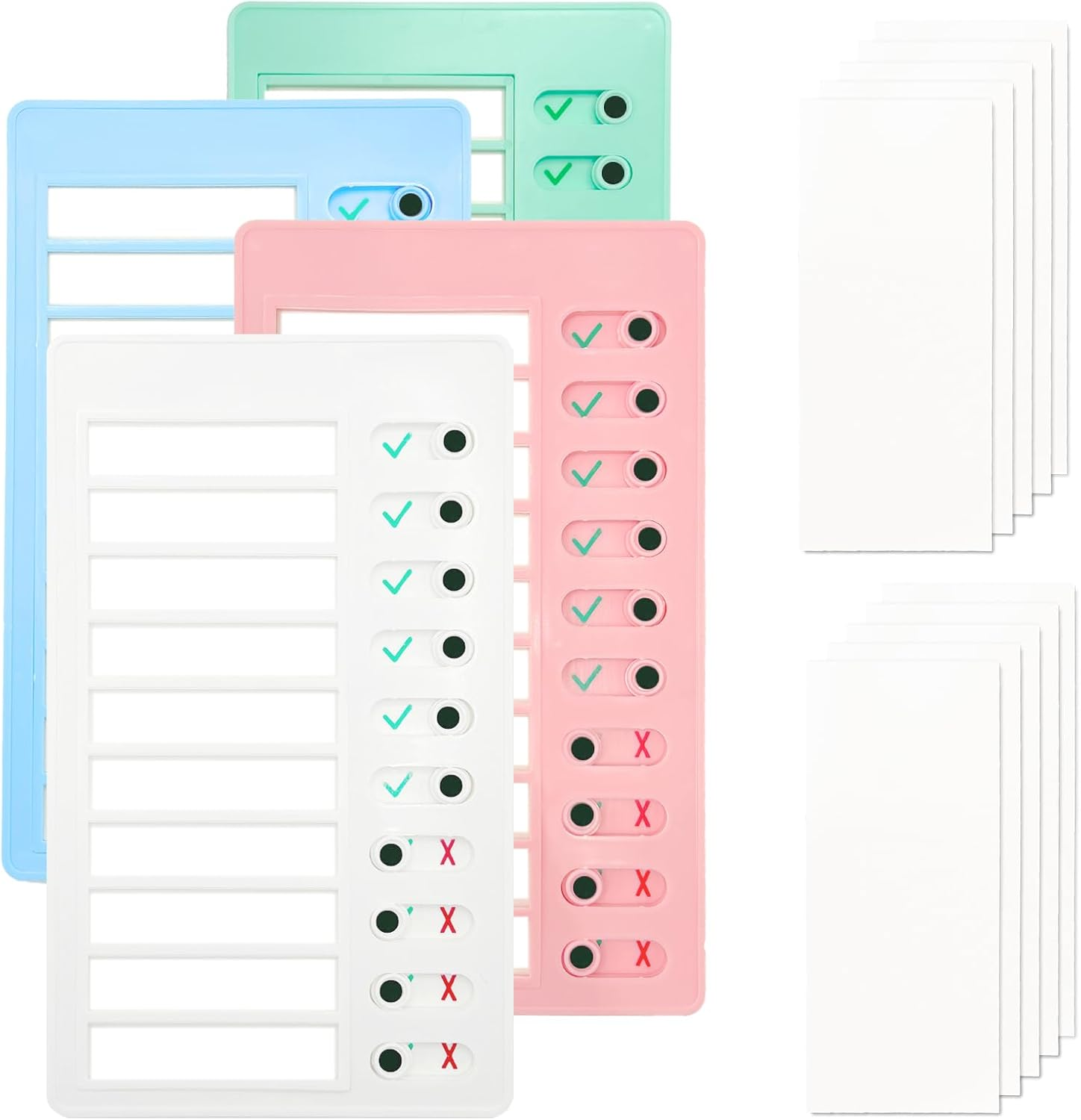 ZOHEA 4 PCS Removable Chore Chart Board for Kids, Reusable Checklist with 20 Detachable Cardstock, Plastic to Do List, Blank Checklist Board, Planning Board for Kids, Adults, Home, School, Office image number 2
